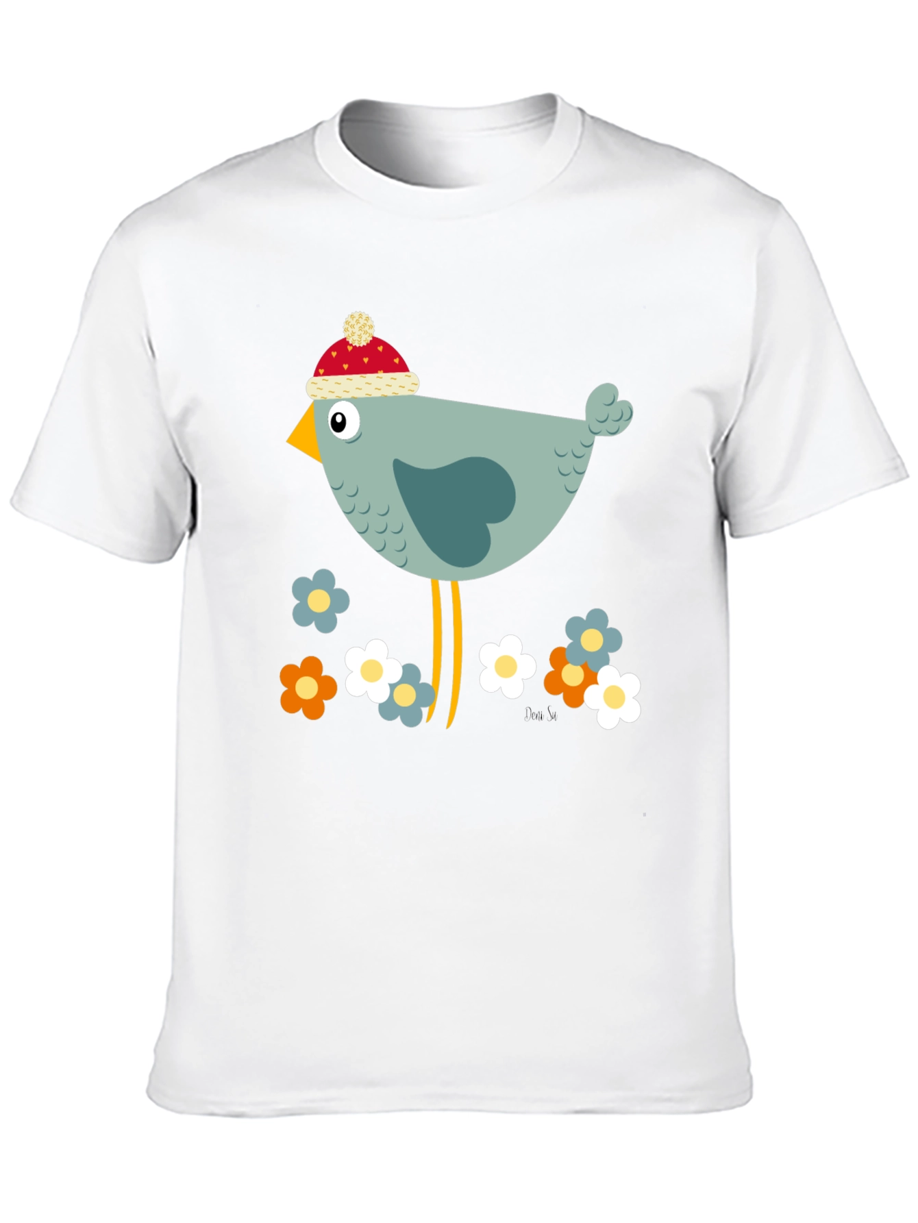 Cartoon Bird Graphic Tee - Whimsical Bird Lovers T-Shirt