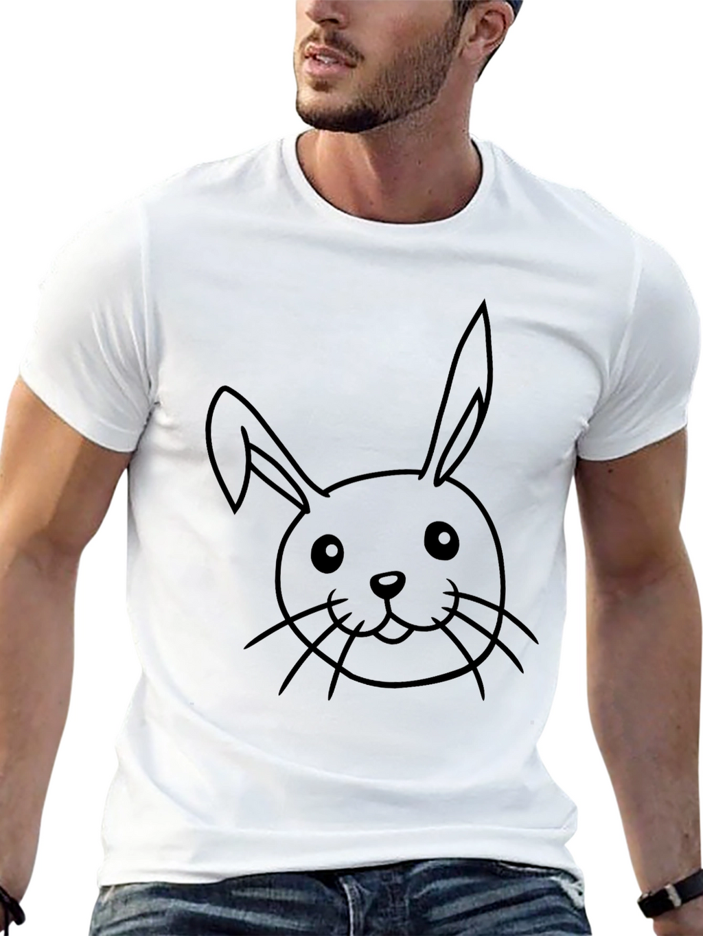 Cute Bunny Graphic Black T-Shirt - Soft Cotton Blend