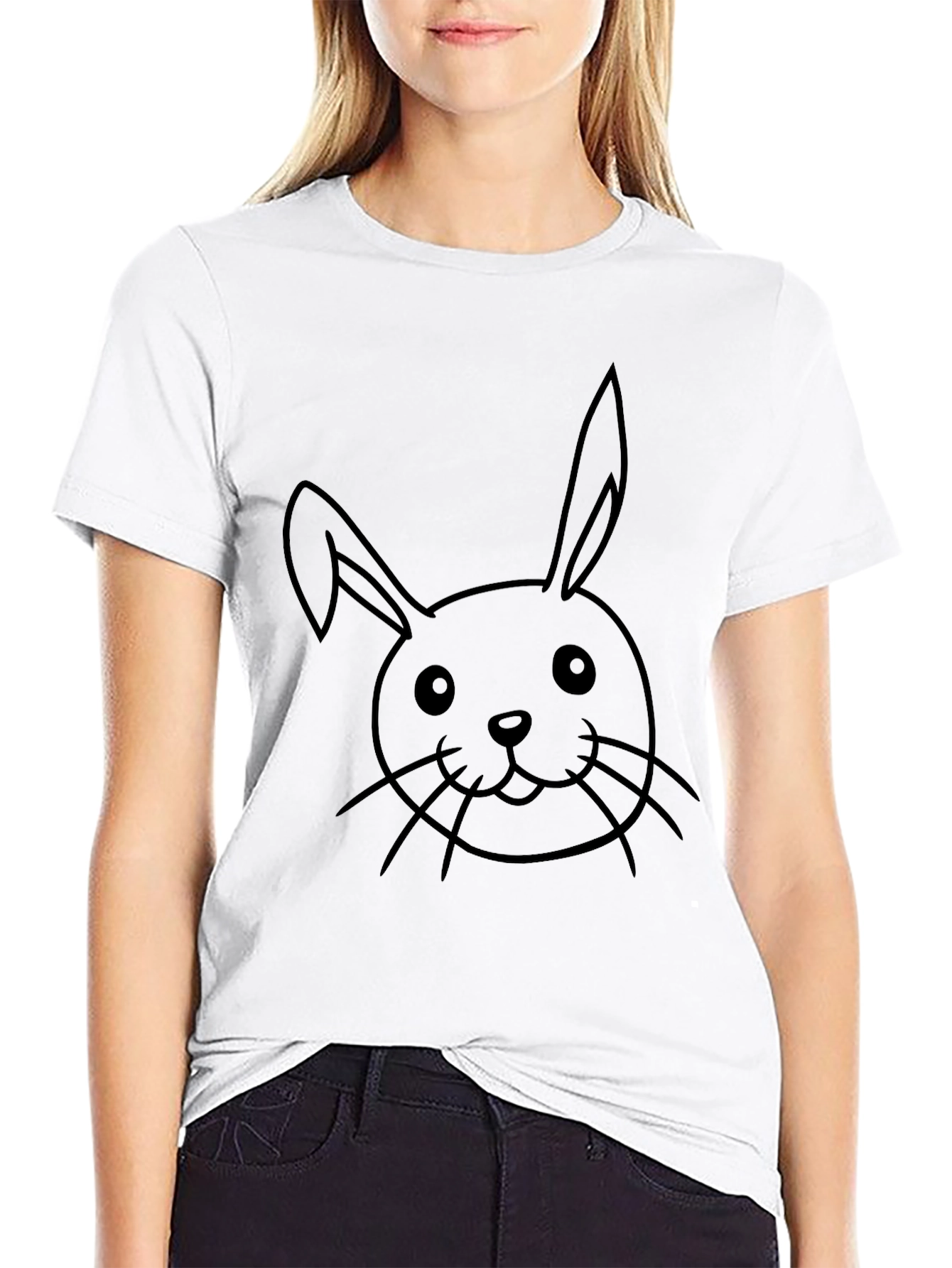 Cute Bunny Graphic Black T-Shirt - Soft Cotton Blend
