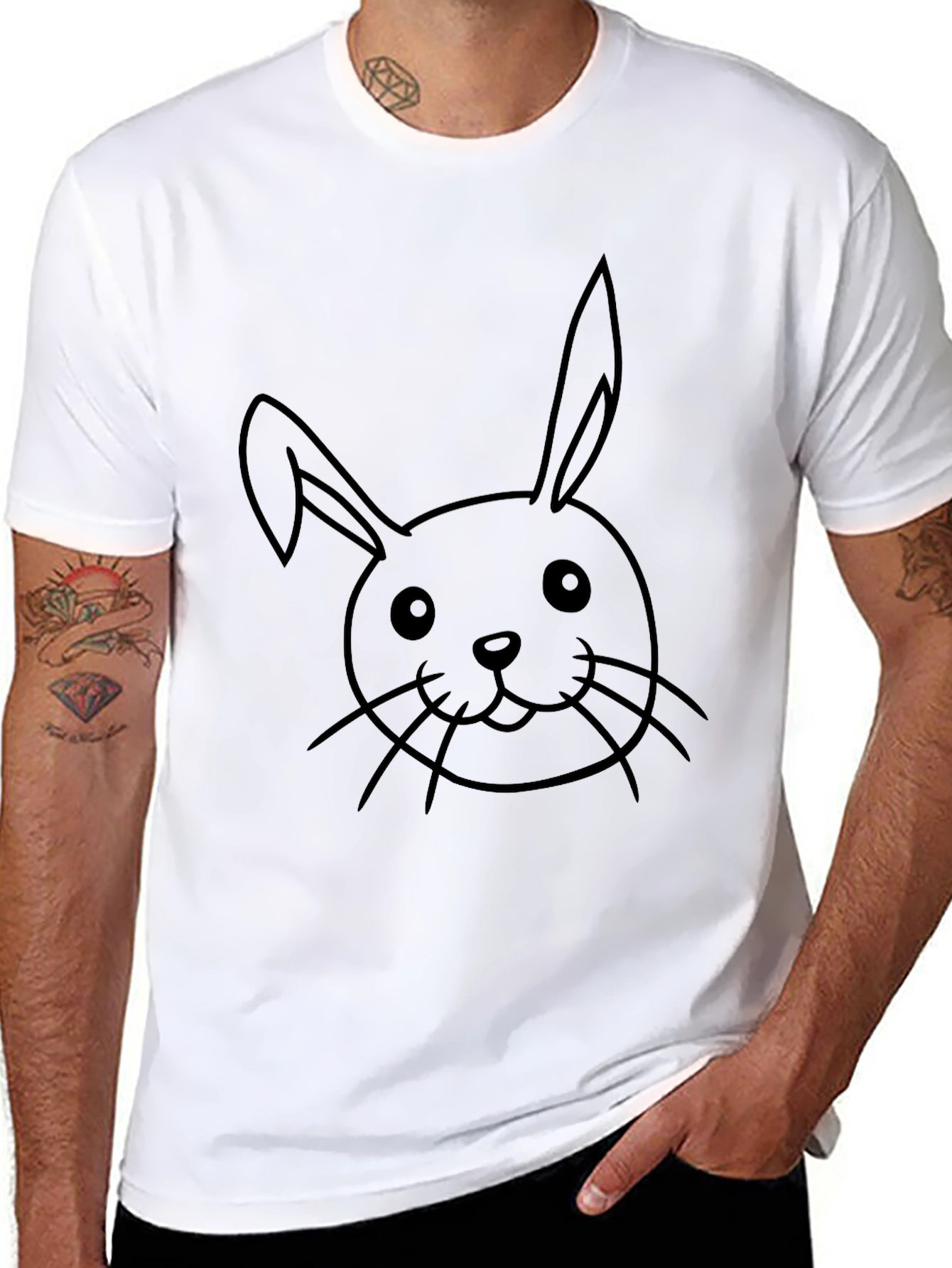 Cute Bunny Graphic Black T-Shirt - Soft Cotton Blend