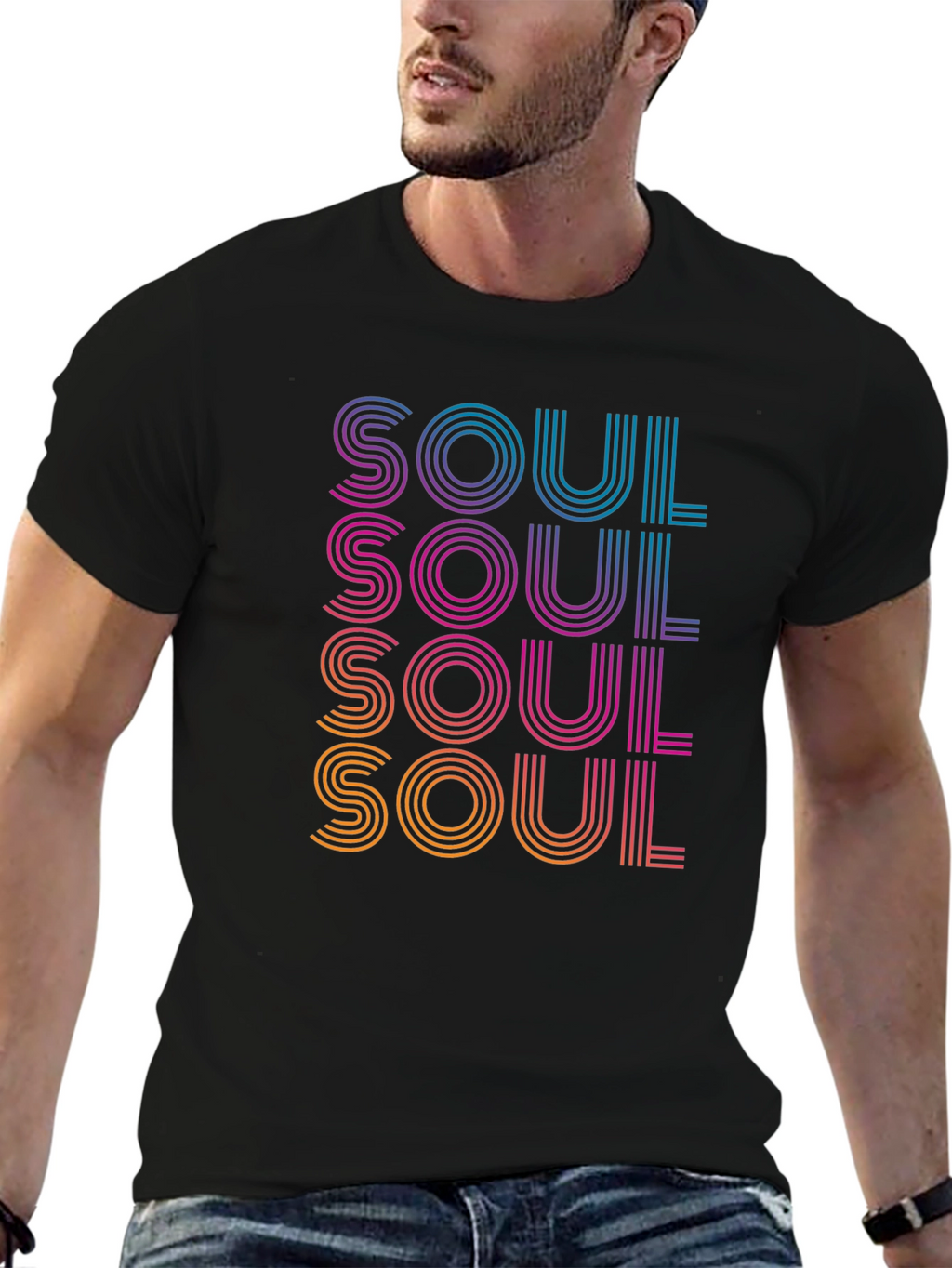 Retro Soul Graphic Black T-Shirt