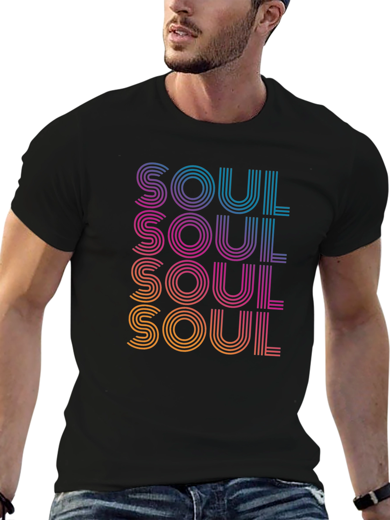 Retro Soul Graphic Black T-Shirt