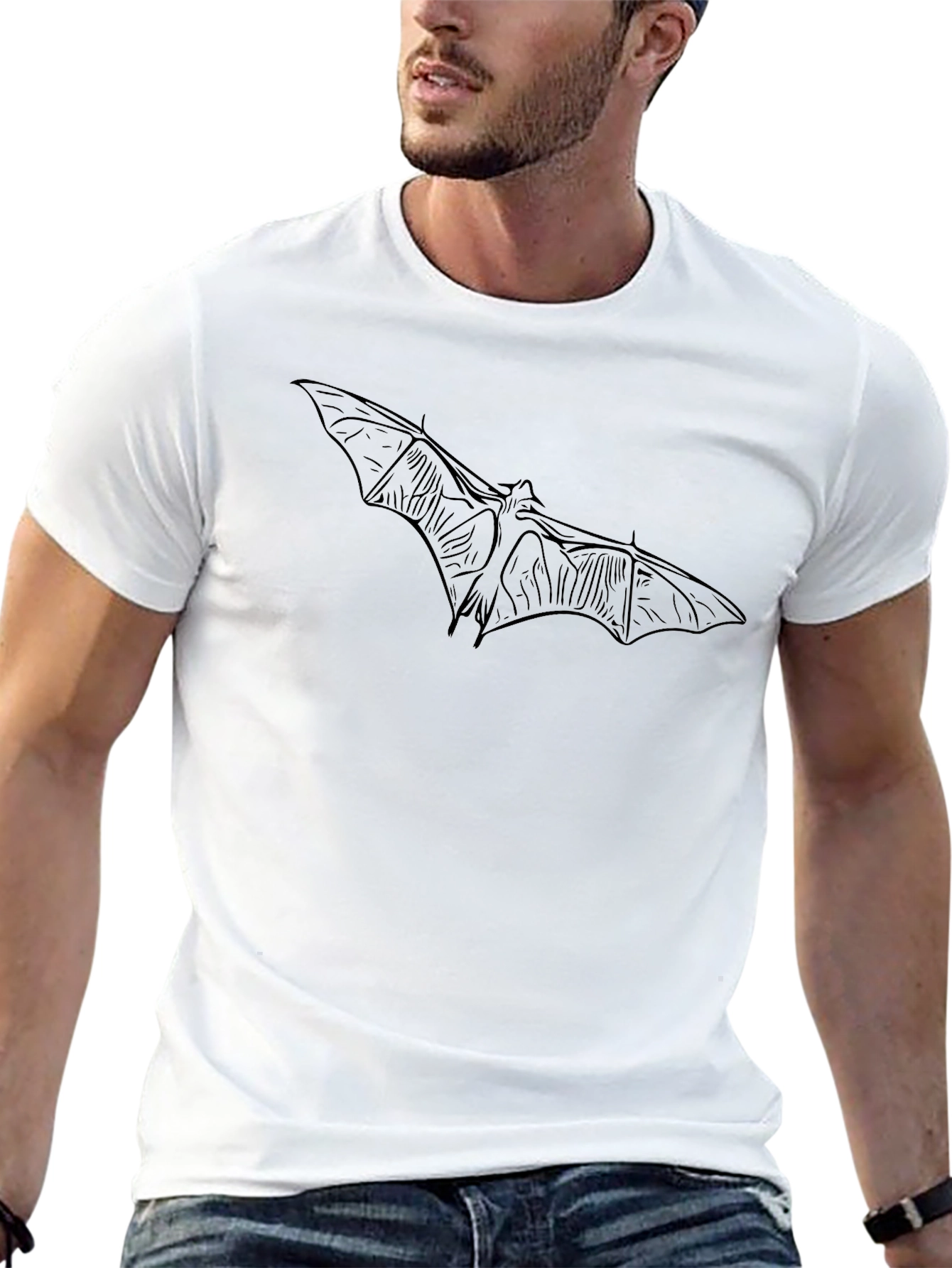 Bat Outline Graphic Black T-Shirt