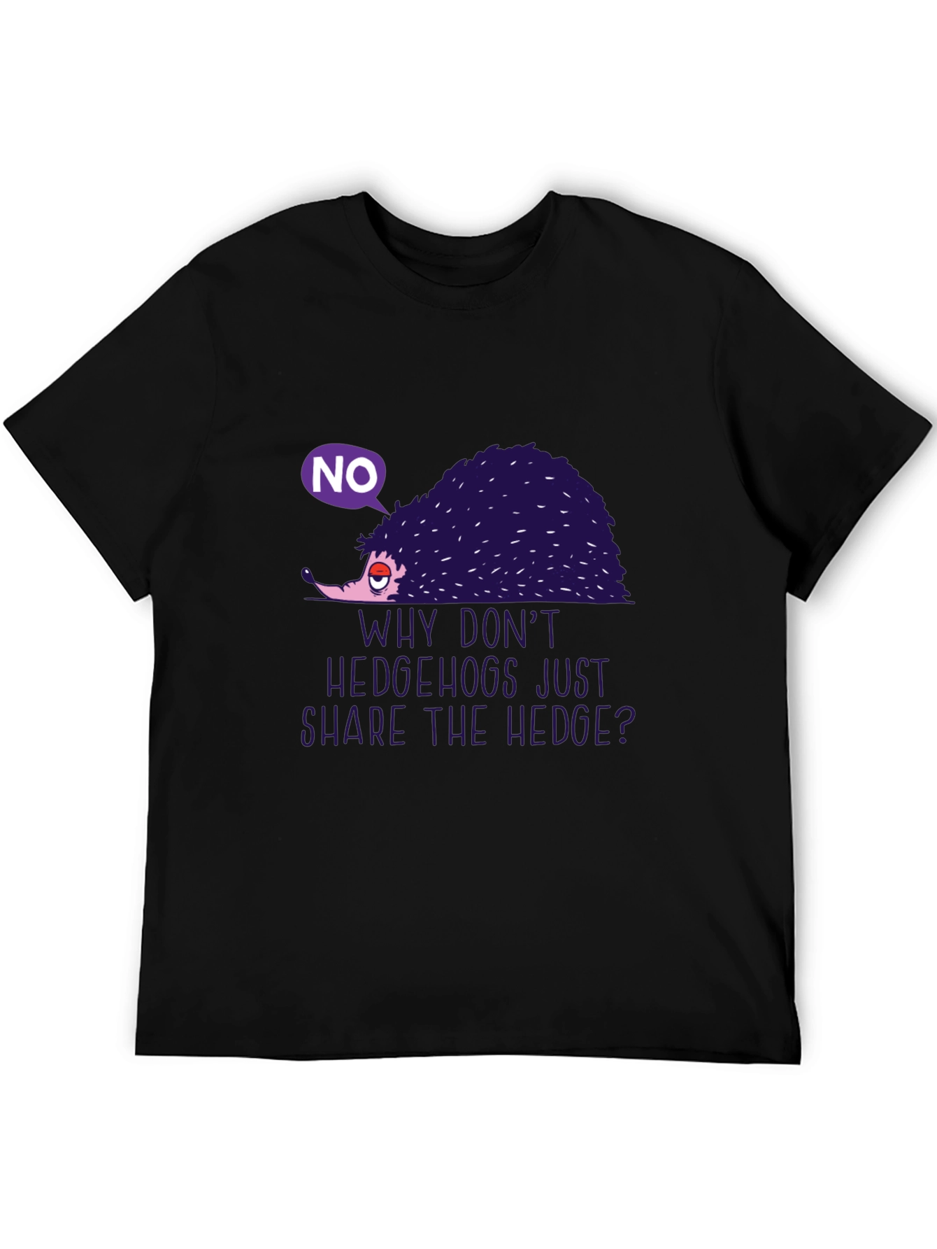 Humorous Hedgehog Graphic Tee - Why Dont Hedgehogs Just Share The Hedge?