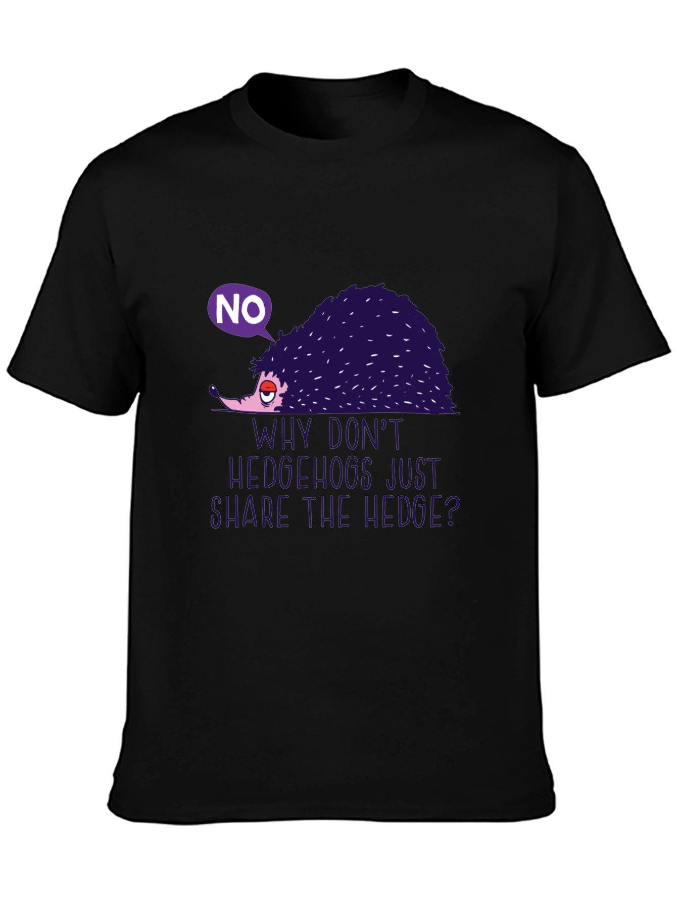 Humorous Hedgehog Graphic Tee - Why Dont Hedgehogs Just Share The Hedge?