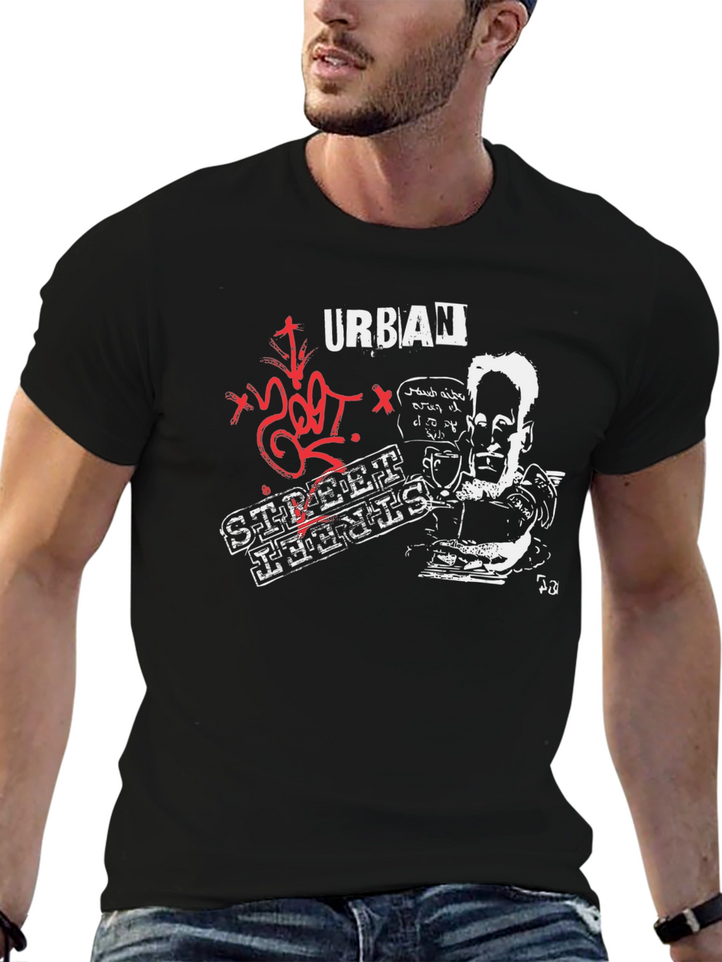 Urban Street Prints Black Graphic T-Shirt