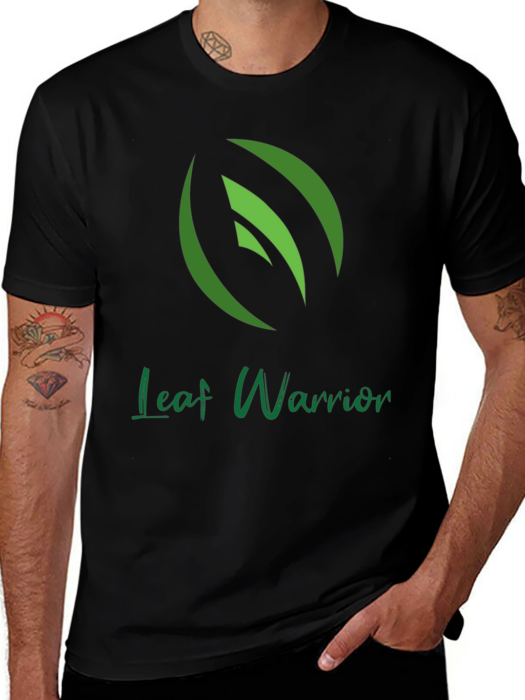 Leaf Warrior Graphic Tee - Green Leaf Design