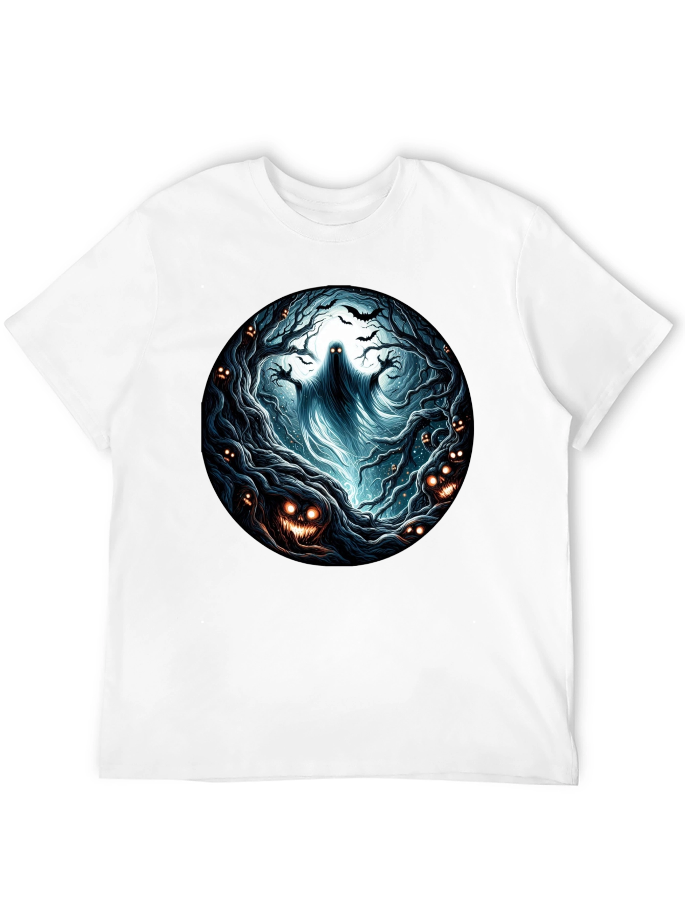 Eerie Forest Ghost T-Shirt: Halloween Ready!