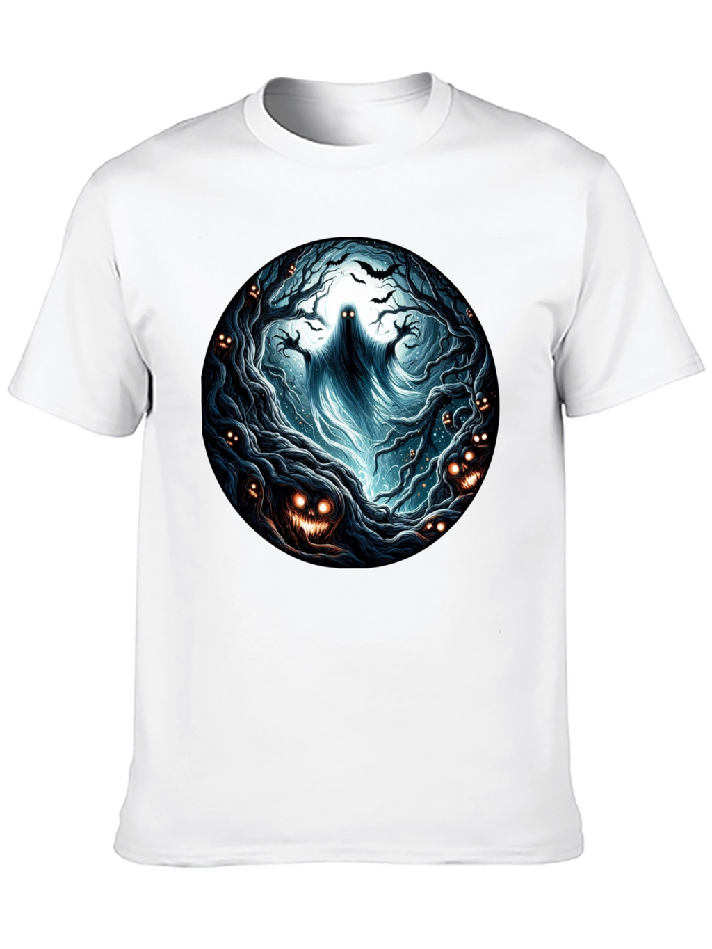 Eerie Forest Ghost T-Shirt: Halloween Ready!