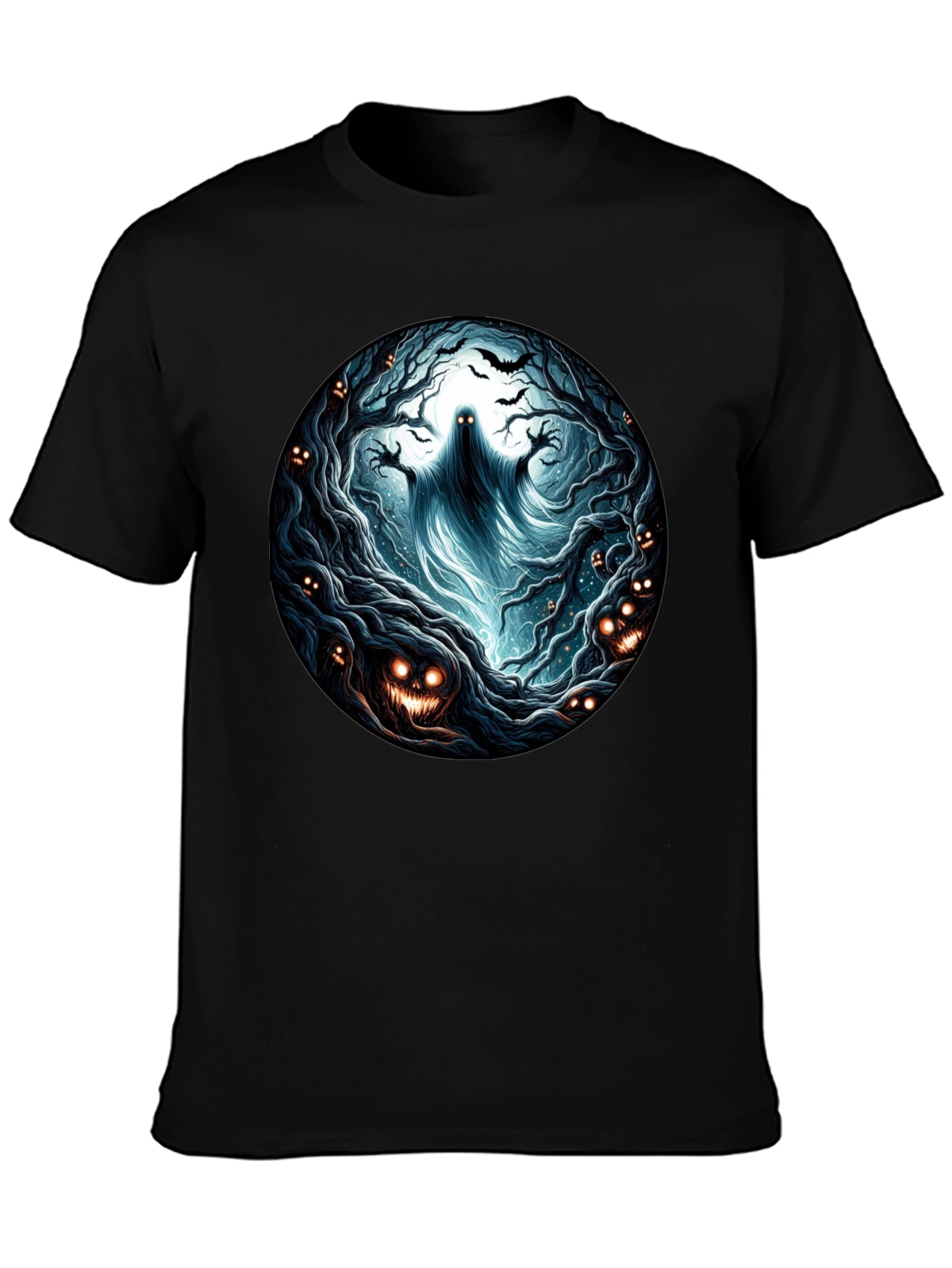 Eerie Forest Ghost T-Shirt: Halloween Ready!