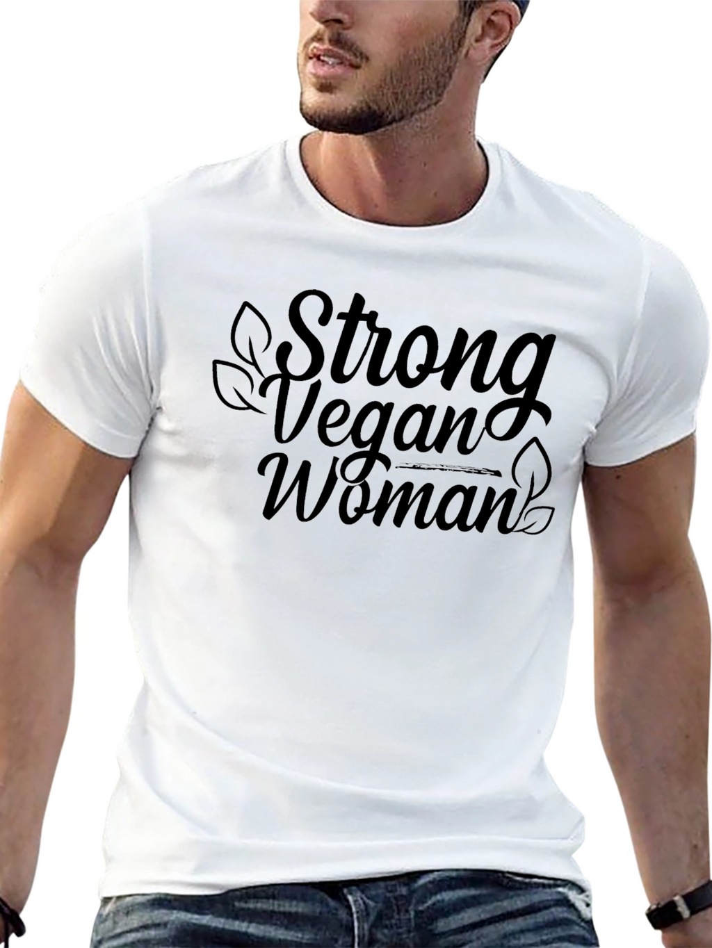 Strong Vegan Woman Black T-Shirt