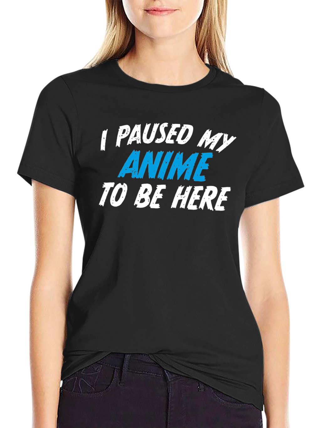 Anime Paused T-Shirt - Black Cotton Tee