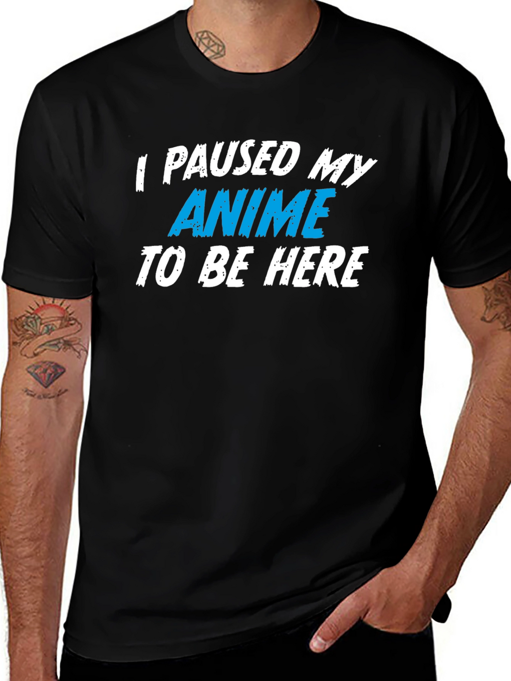 Anime Paused T-Shirt - Black Cotton Tee