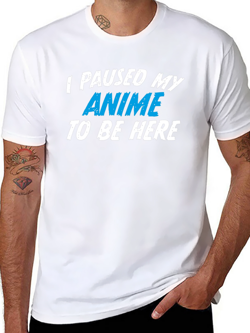 Anime Paused T-Shirt - Black Cotton Tee