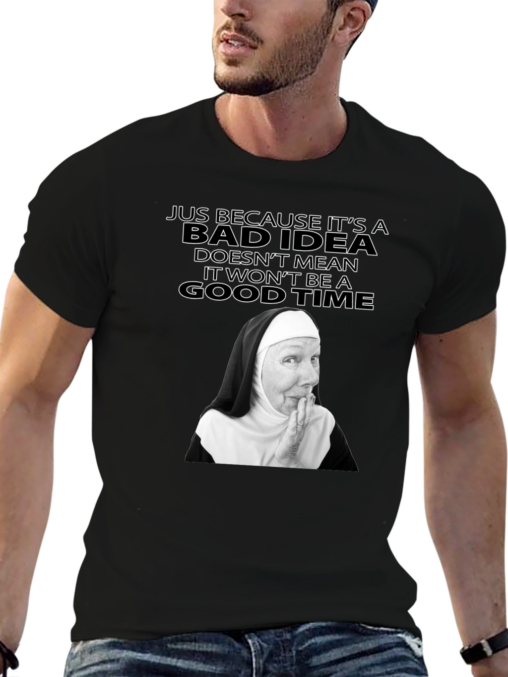 Funny Nun Bad Idea T-Shirt - Novelty Graphic Tee