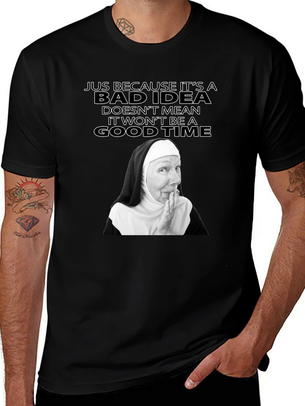 Funny Nun Bad Idea T-Shirt - Novelty Graphic Tee