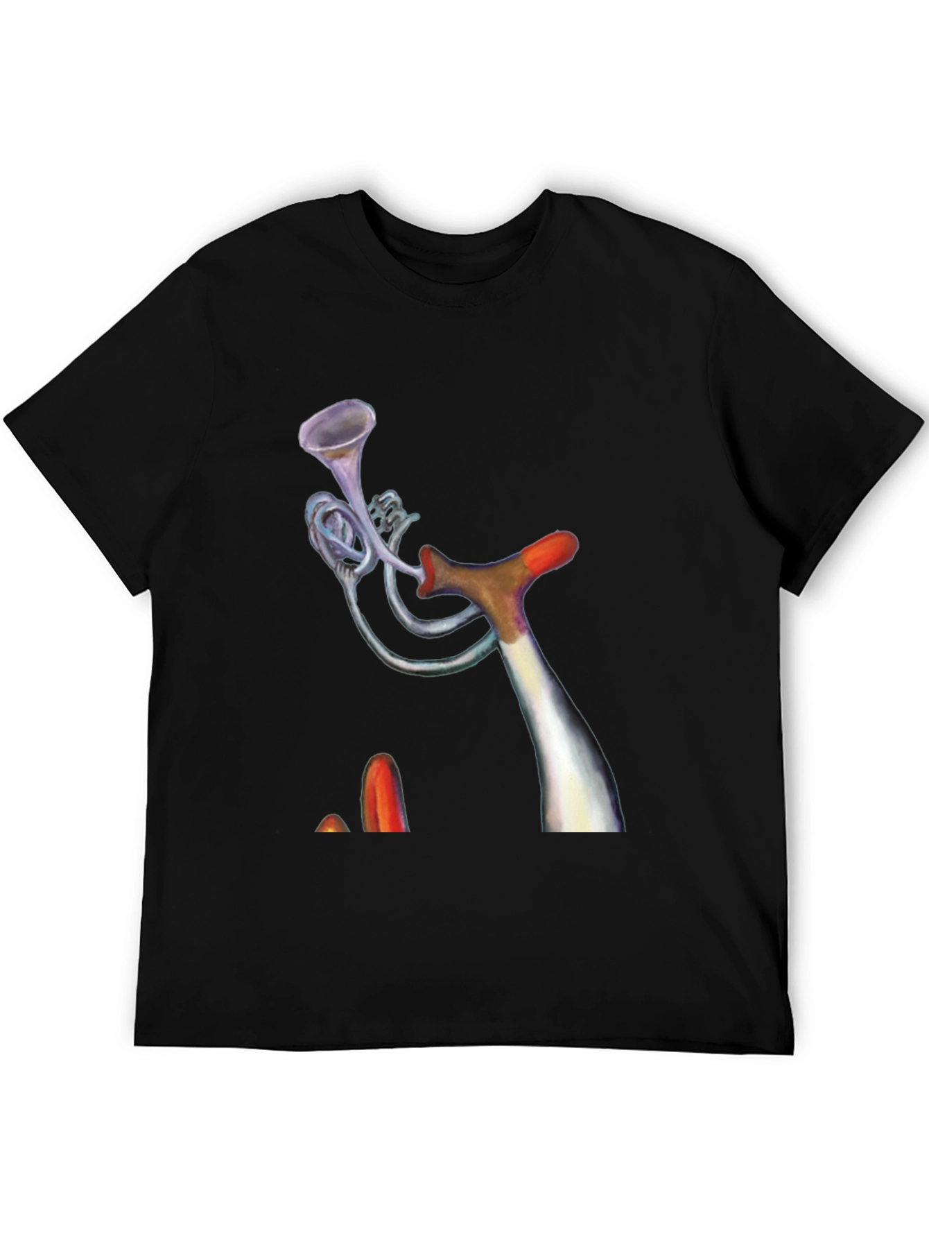 Unique Trumpet Design Black Tee