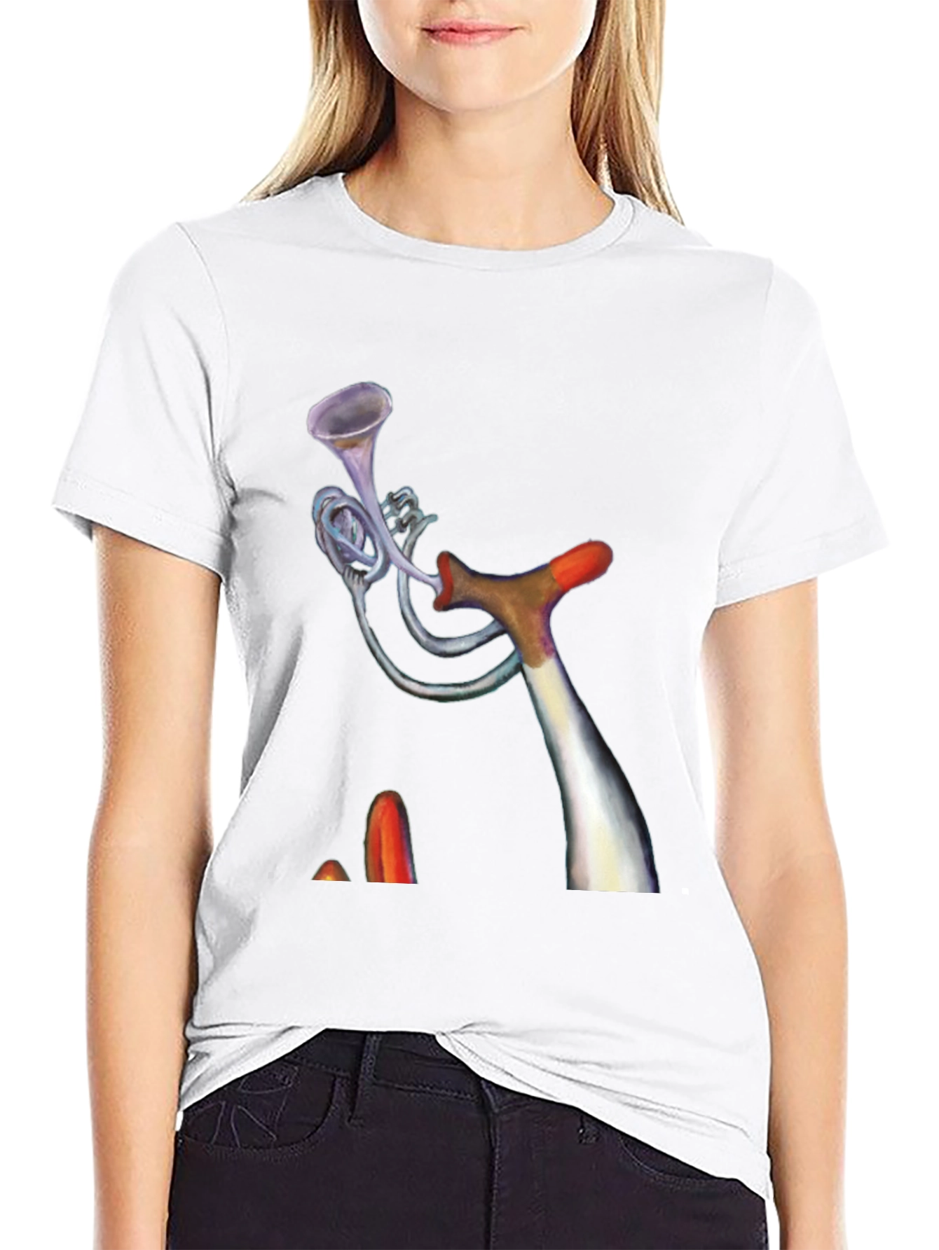Unique Trumpet Design Black Tee