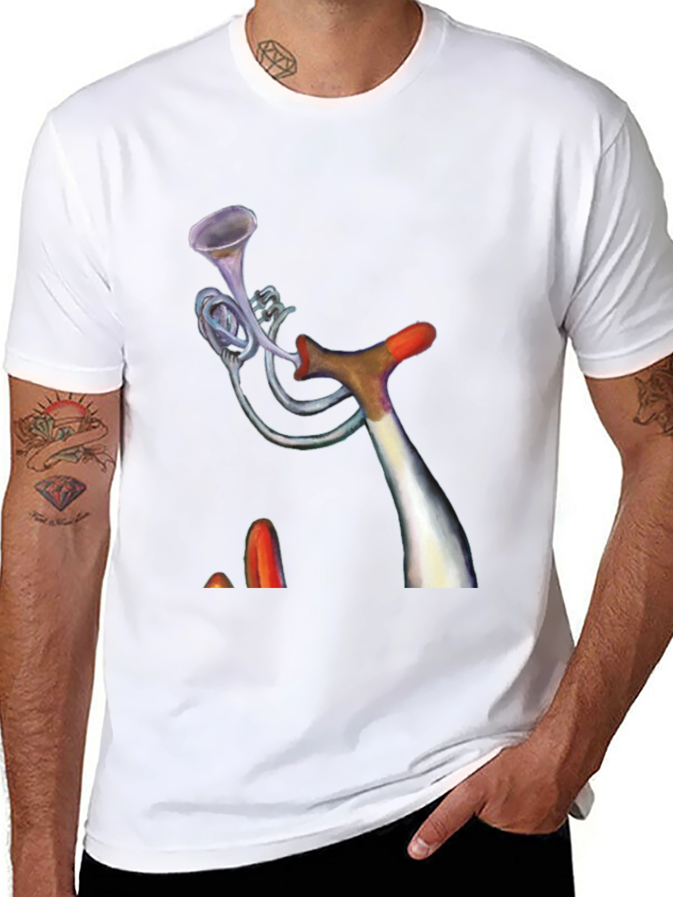 Unique Trumpet Design Black Tee