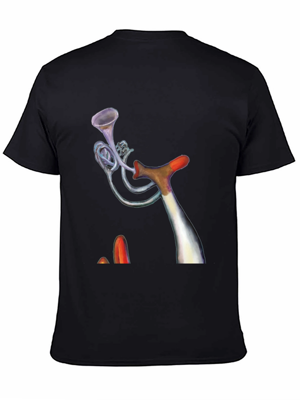 Unique Trumpet Design Black Tee