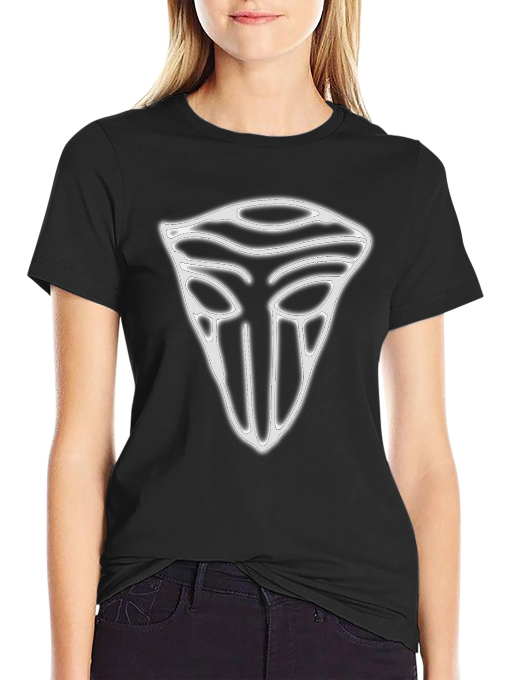Geometric Mask Graphic T-Shirt - Black