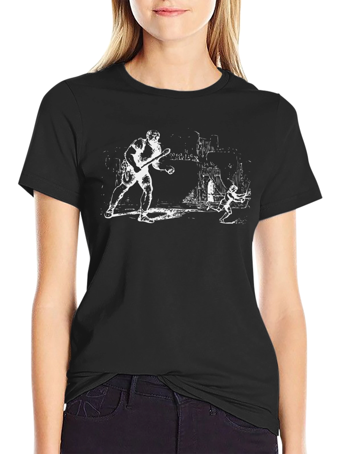 Black Graphic Tee: Chase Scene Design