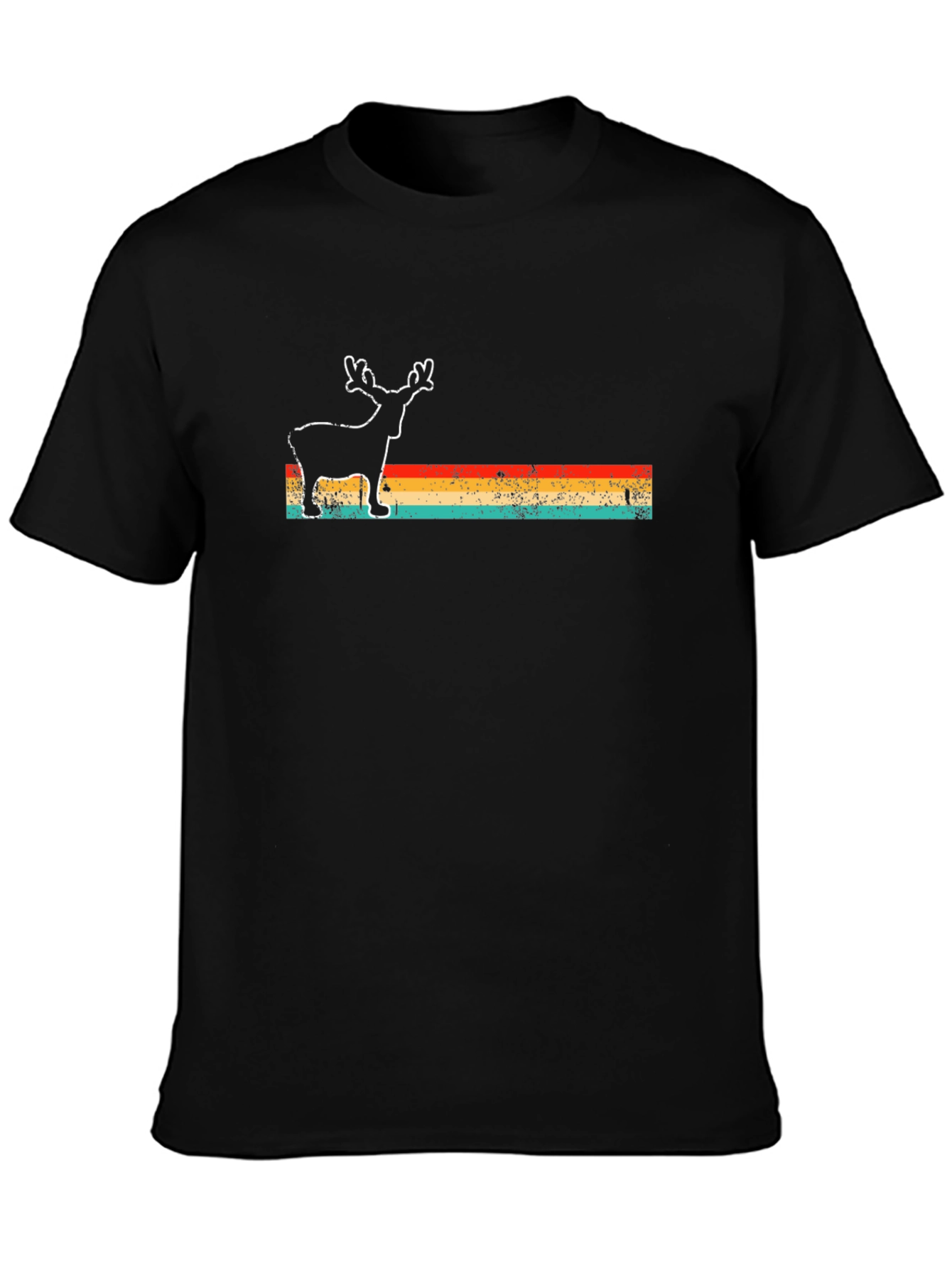 Retro Reindeer Graphic Tee - Black T-Shirt