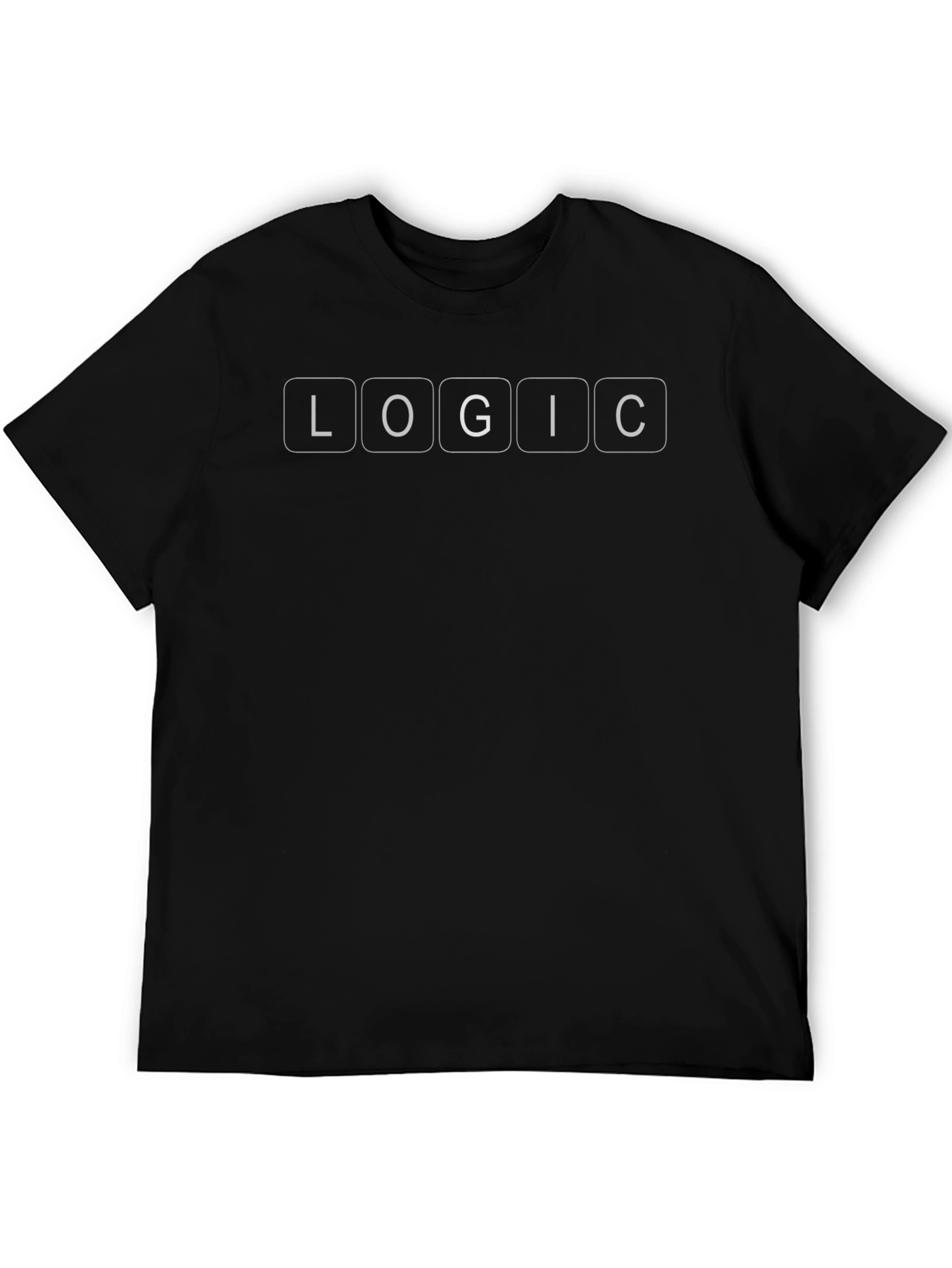 Logic Graphic Print Black Cotton T-Shirt