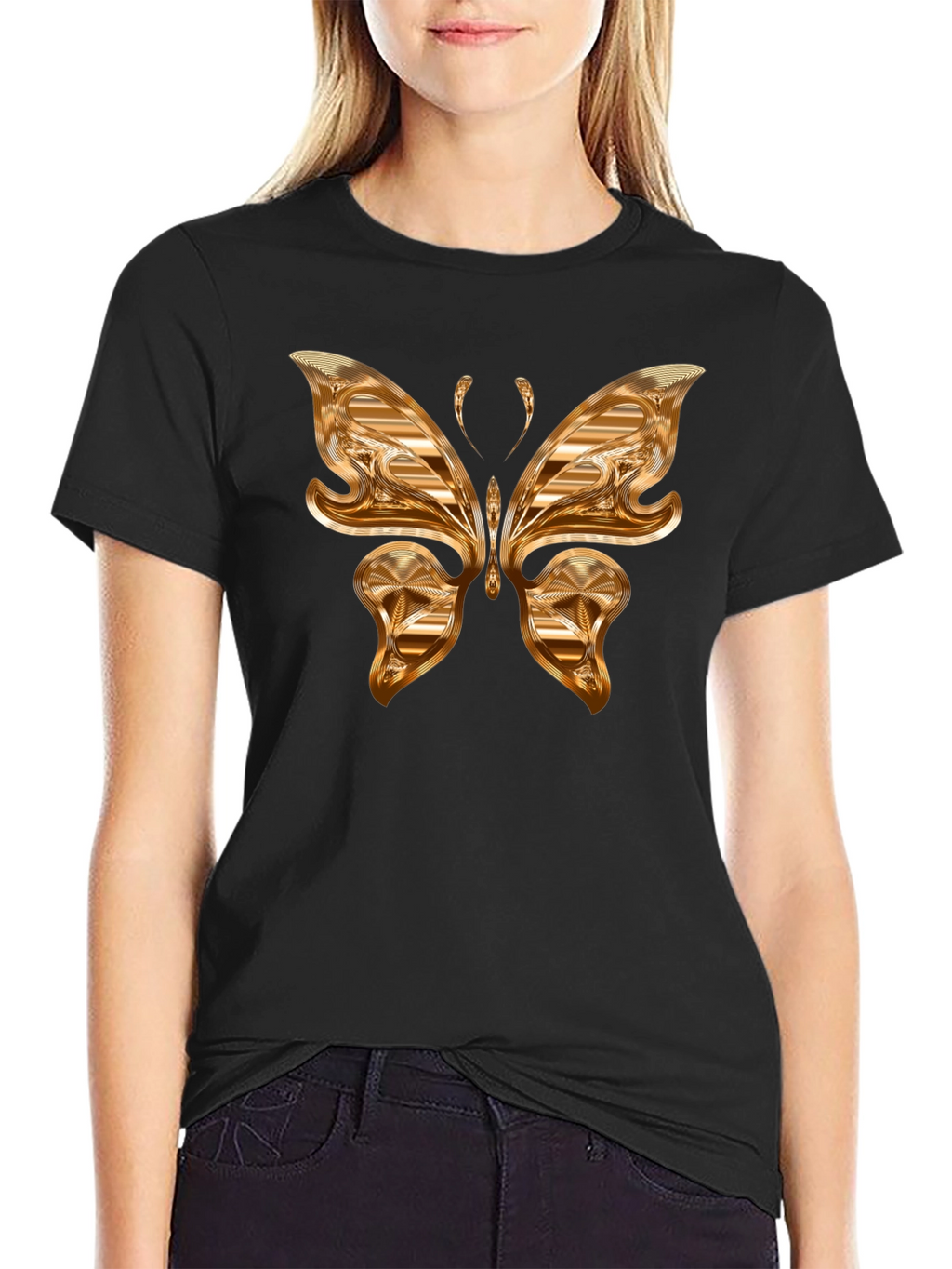 Golden Butterfly Graphic T-Shirt