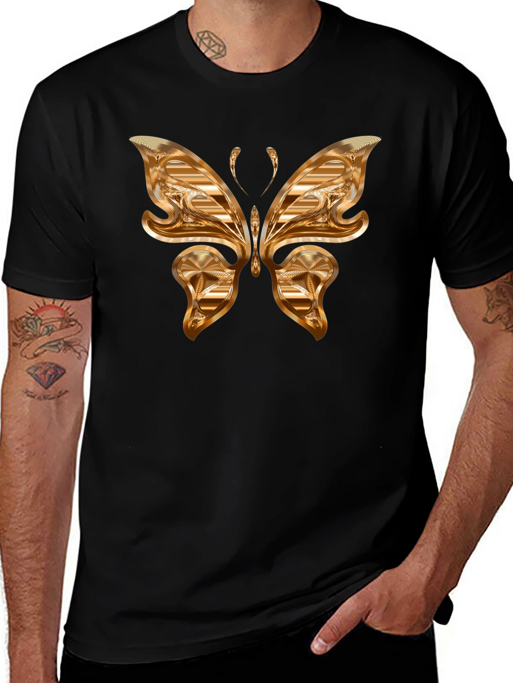 Golden Butterfly Graphic T-Shirt