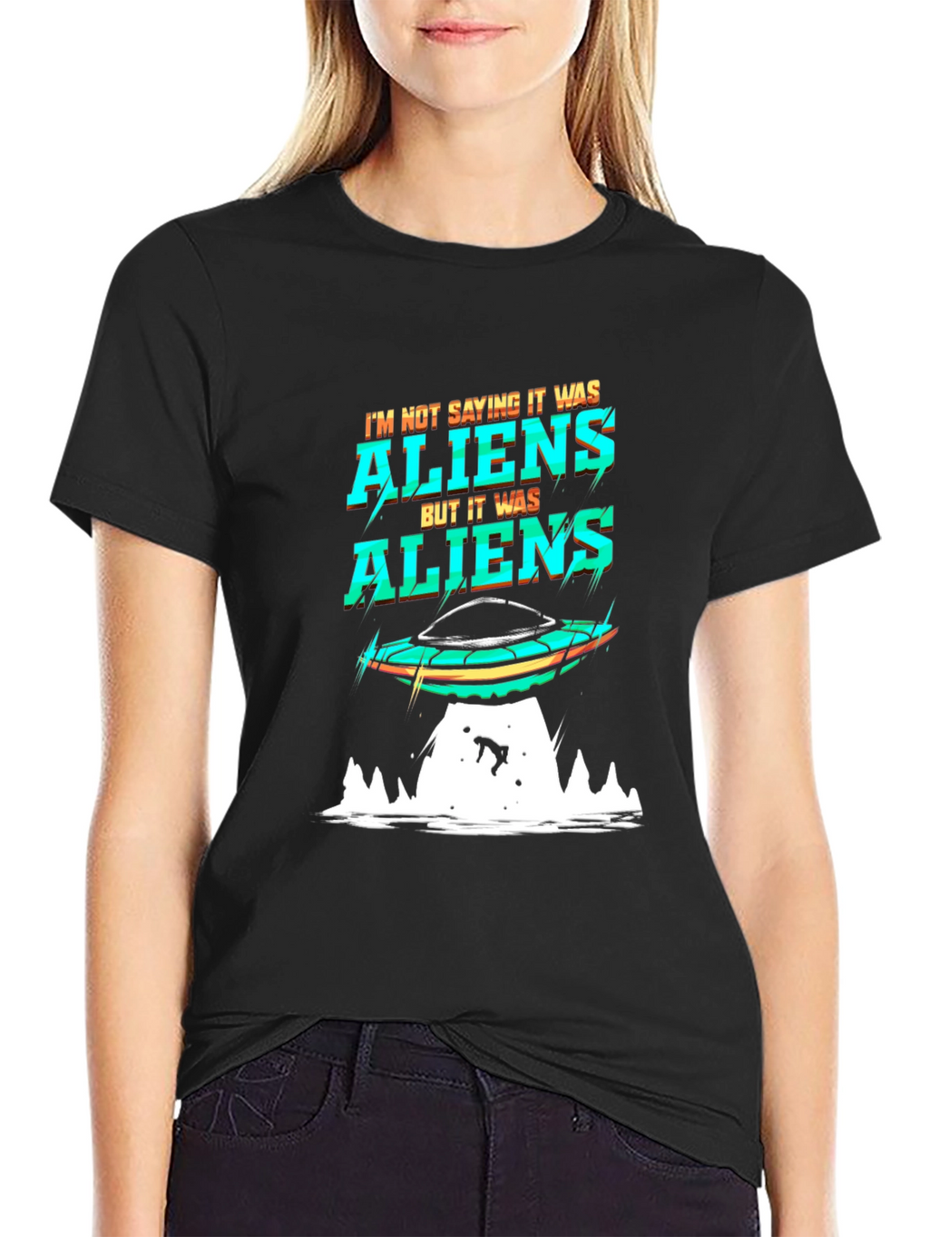 Aliens Graphic T-Shirt UFO Abduction Tee