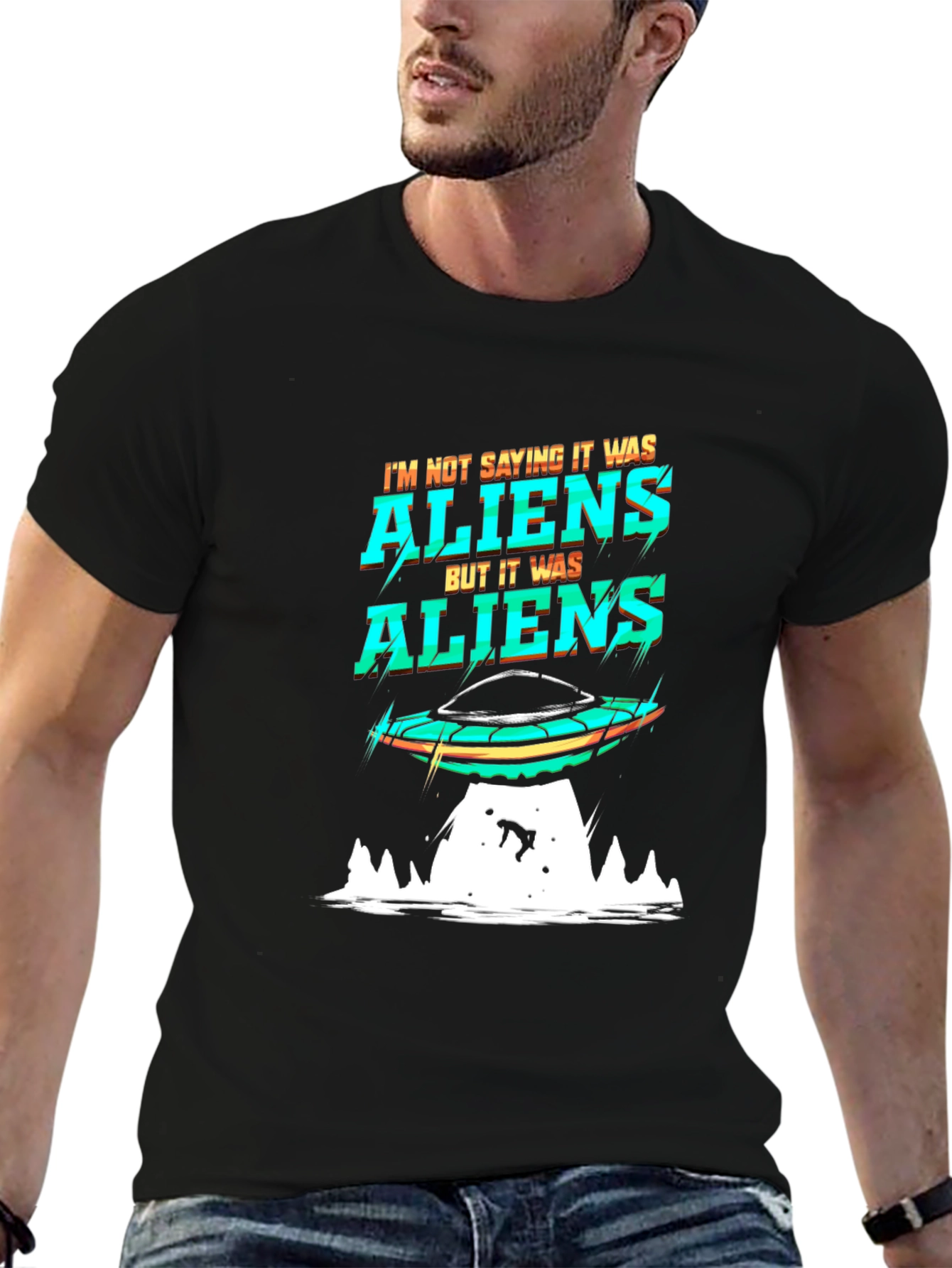 Aliens Graphic T-Shirt UFO Abduction Tee