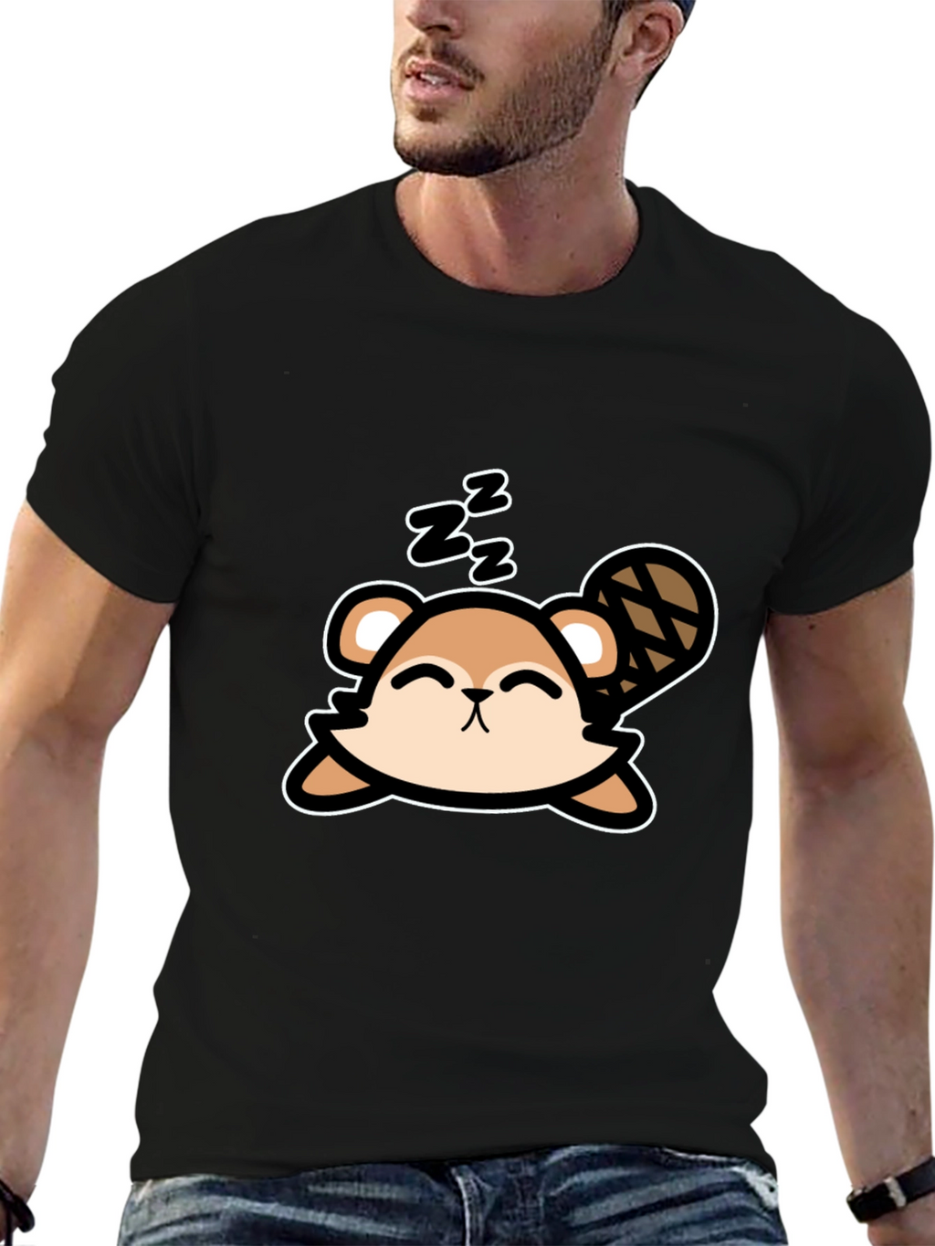 Cute Sleeping Beaver T-Shirt - Soft Cotton Tee