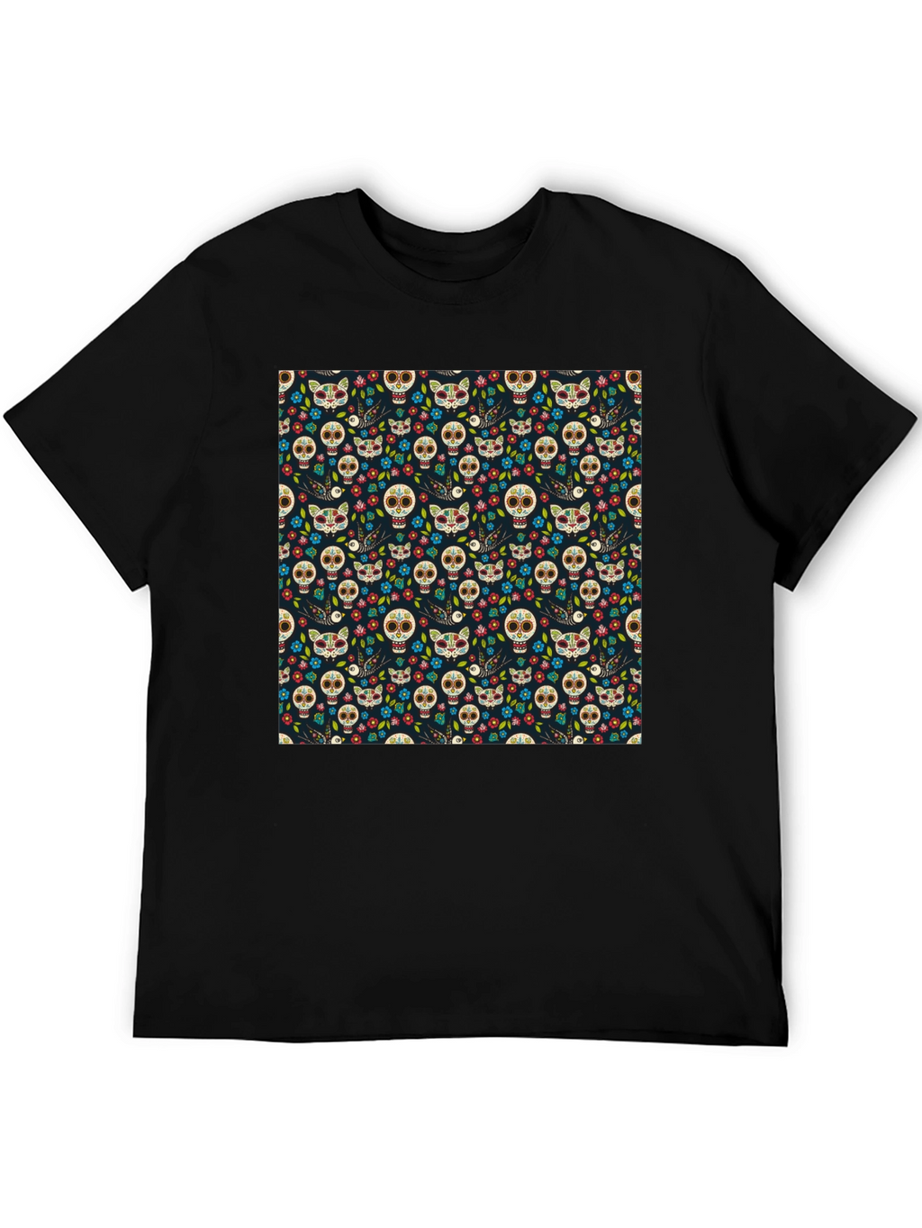Day of the Dead Skull & Cat Tee