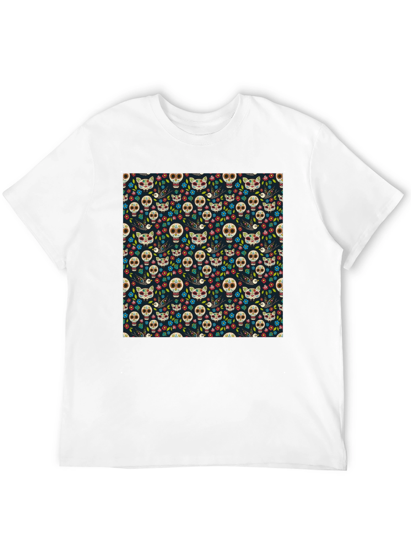 Day of the Dead Skull & Cat Tee