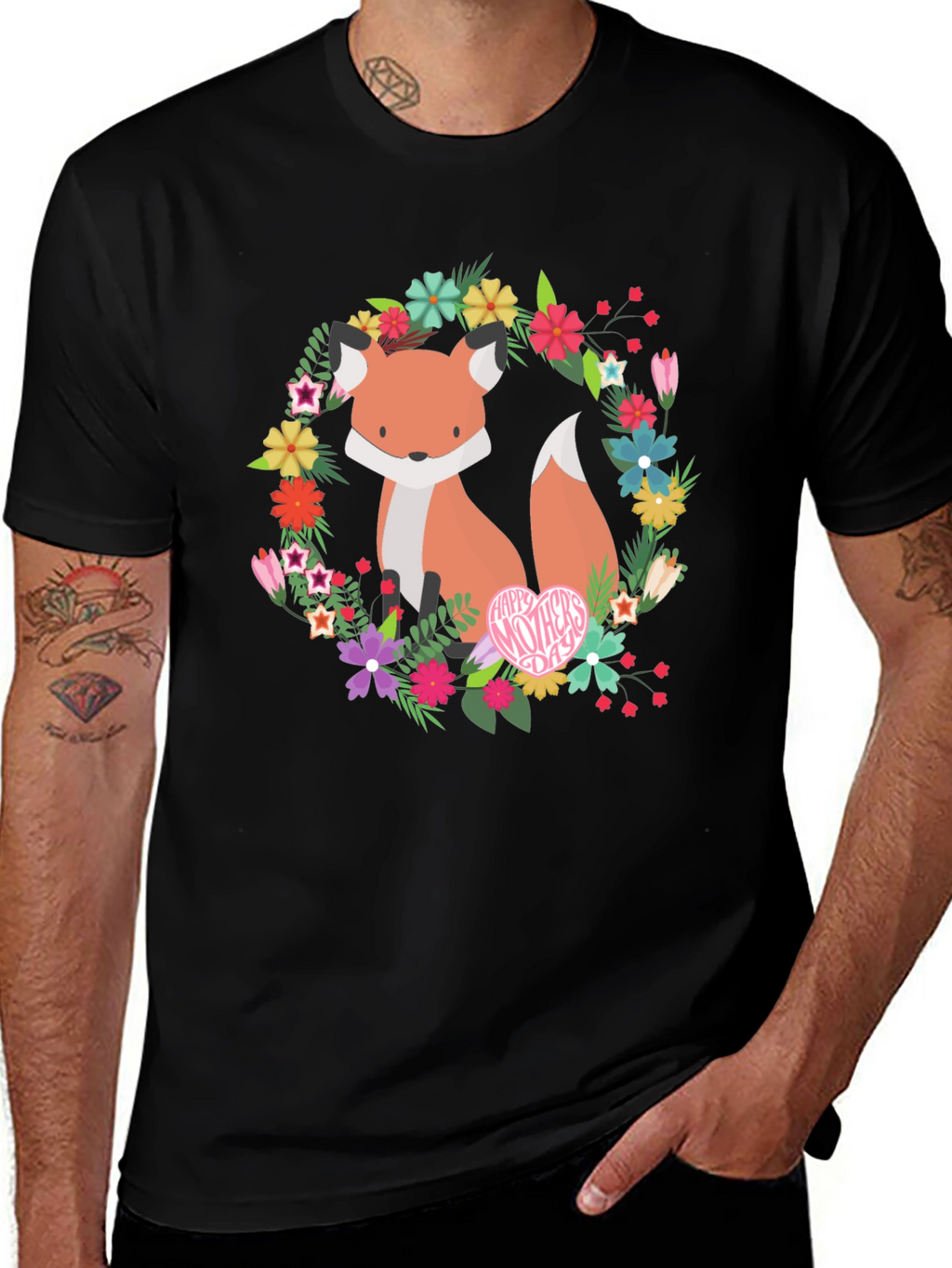 Floral Fox Graphic Tee - Mothers Day Gift