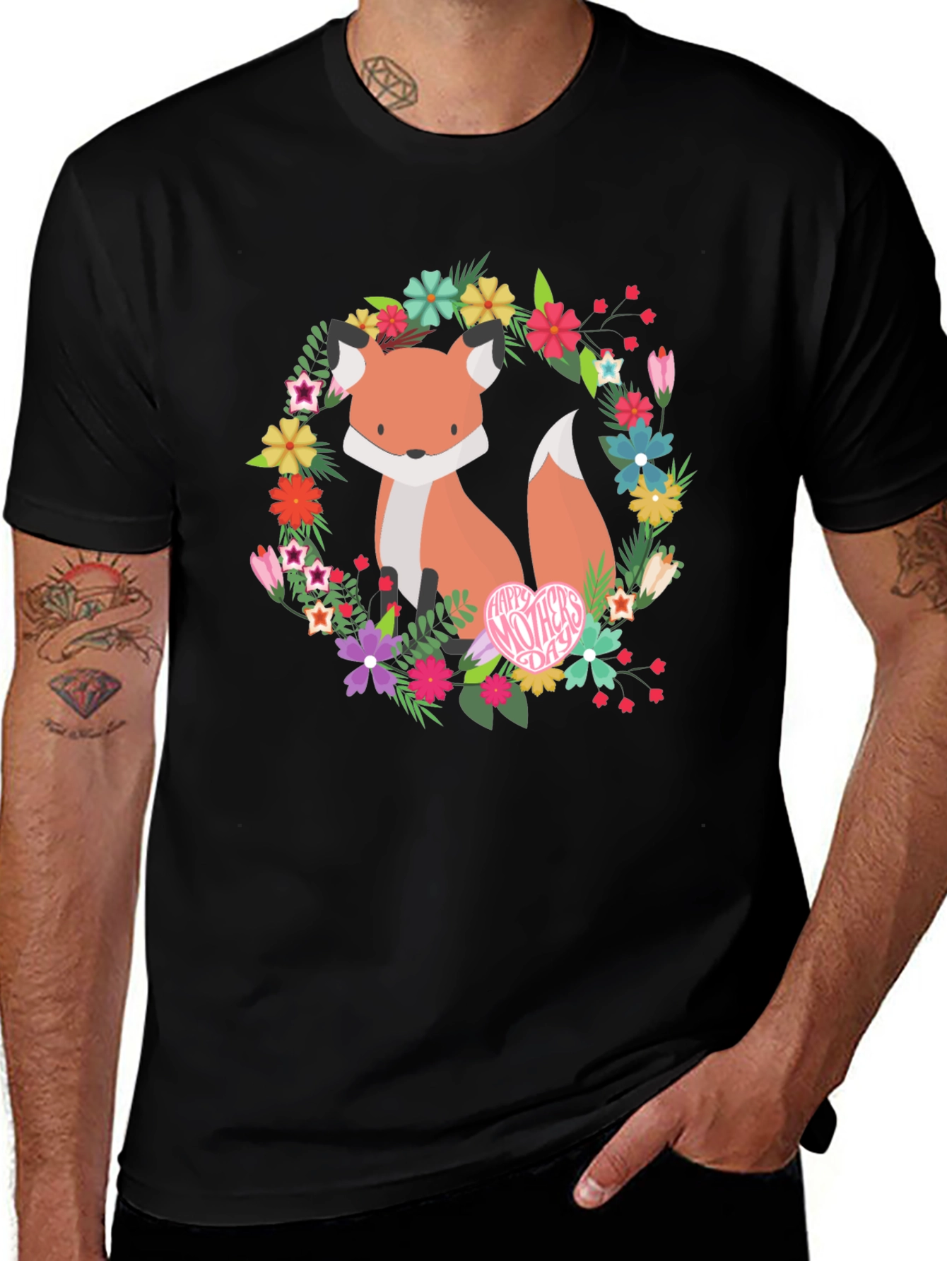 Floral Fox Graphic Tee - Mothers Day Gift