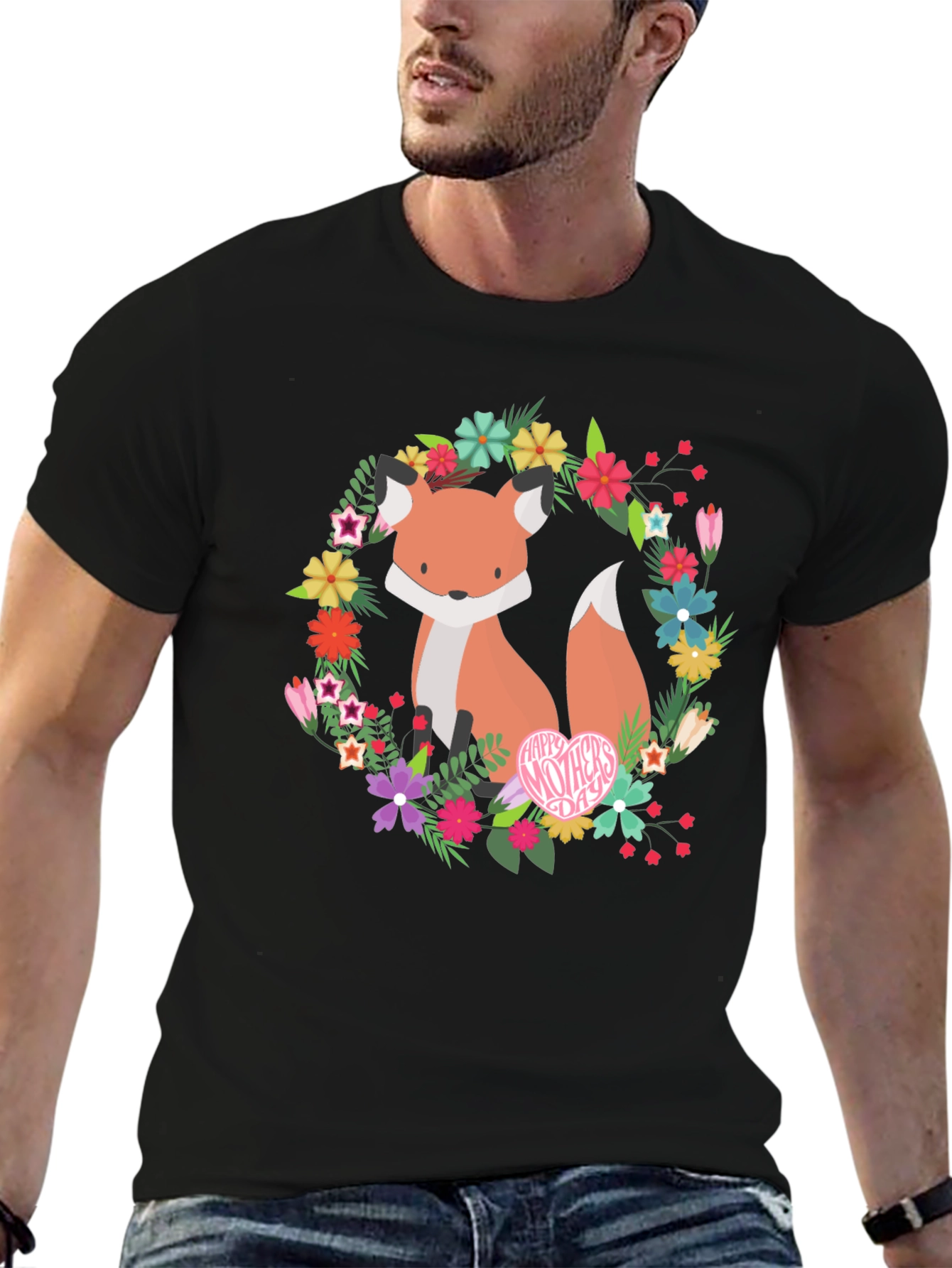 Floral Fox Graphic Tee - Mothers Day Gift