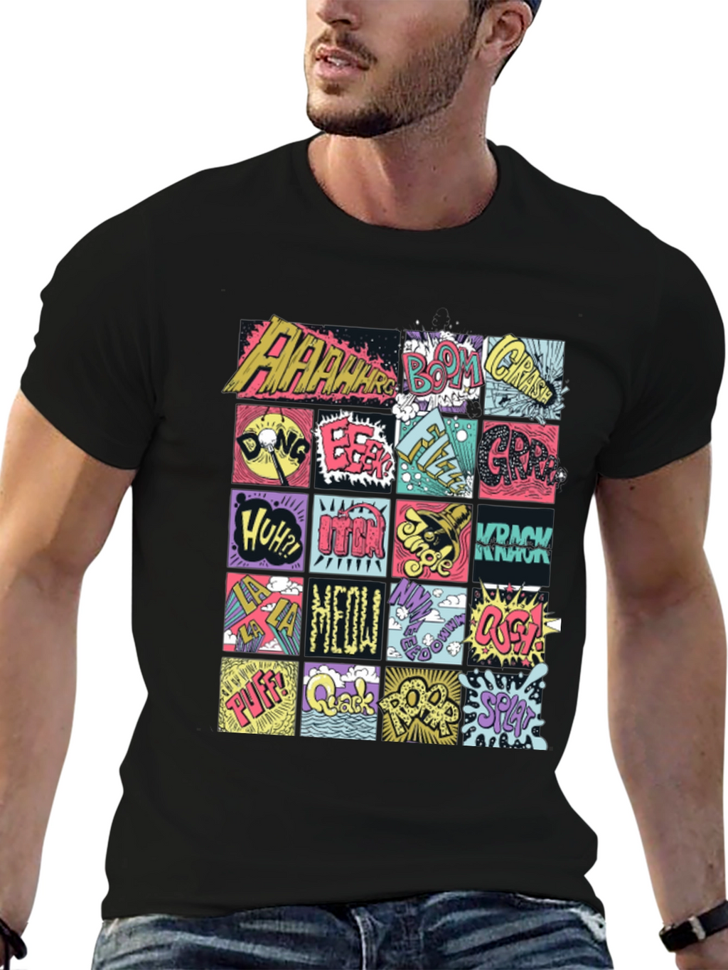 Comic Sound Effect T-Shirt - Pop Art Black Tee