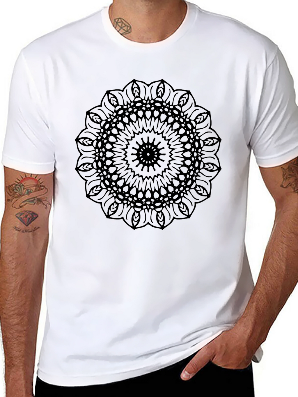 Black Mandala Graphic Tee - Modern Style