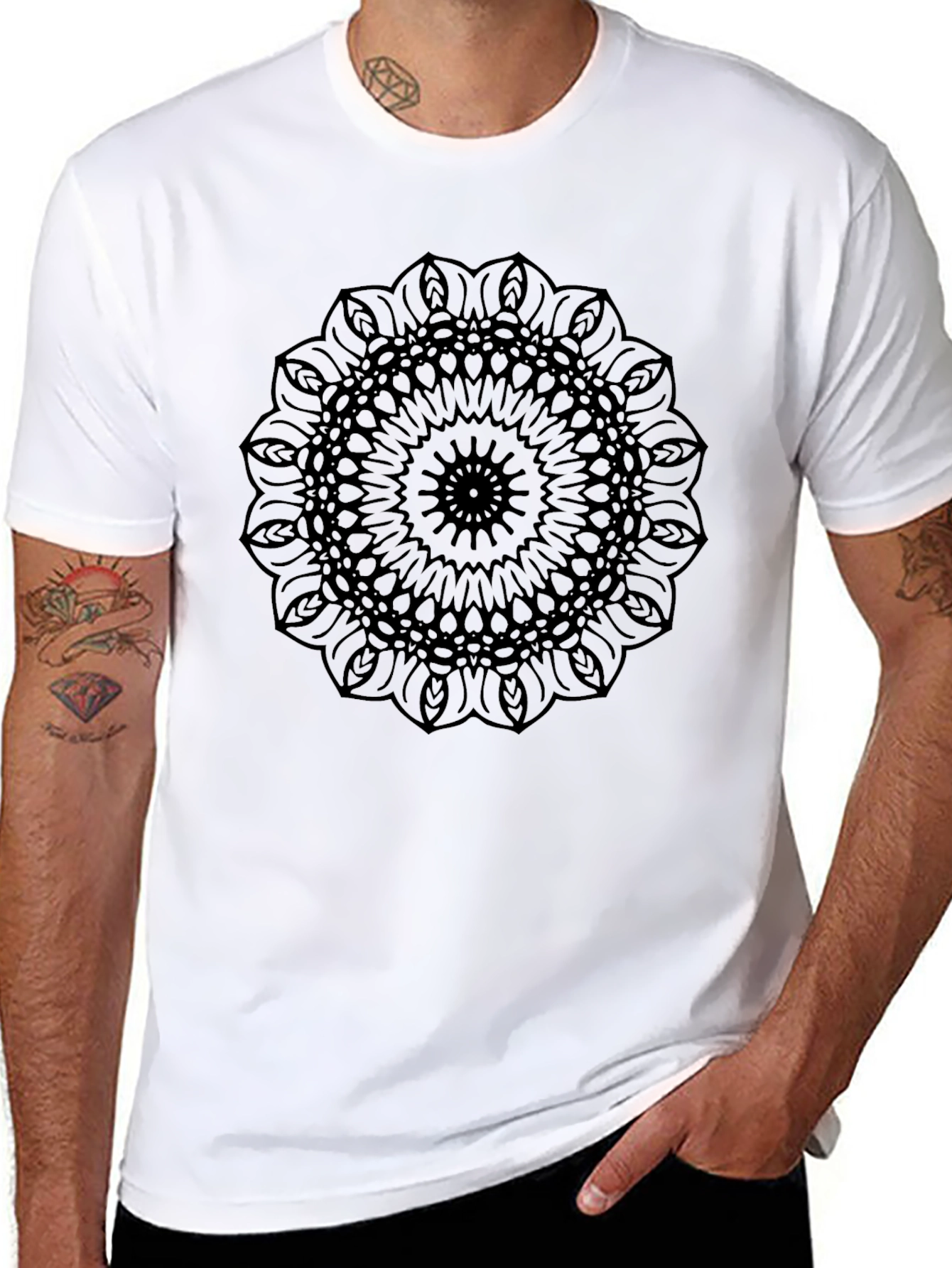 Black Mandala Graphic Tee - Modern Style