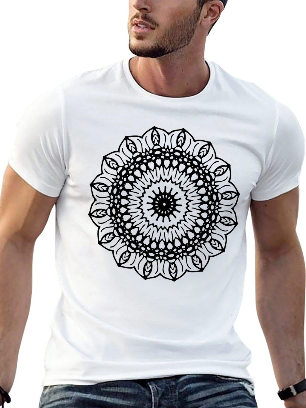 Black Mandala Graphic Tee - Modern Style
