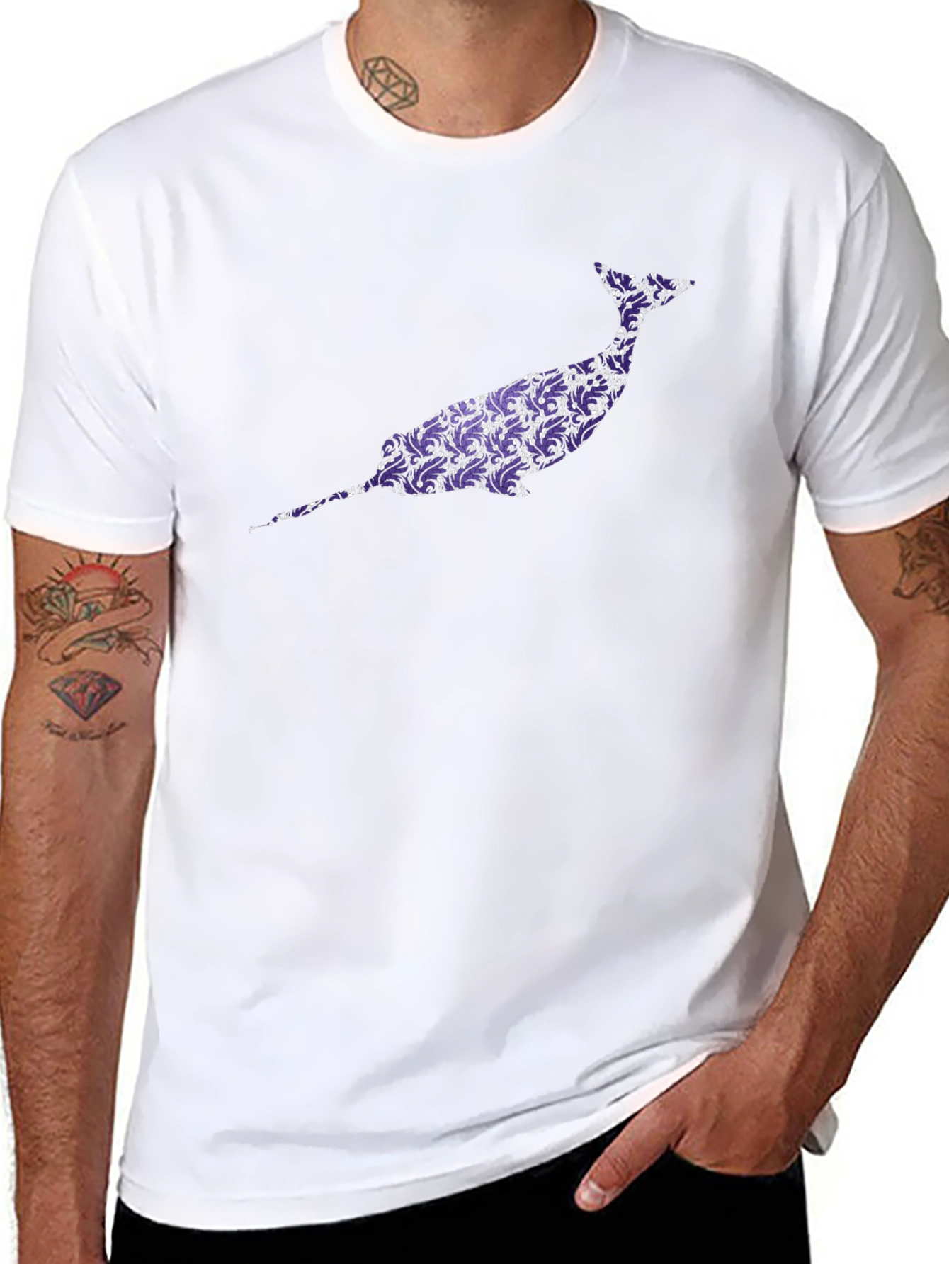Narwhal Graphic Tee - Unique Purple Pattern