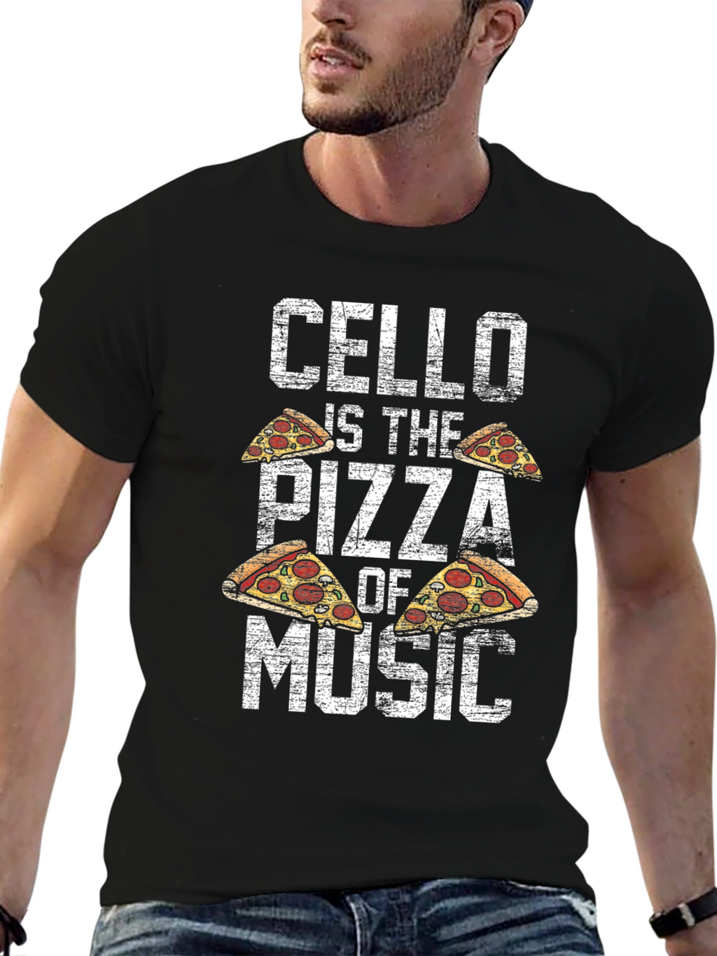 Cello Pizza Music T-Shirt Funny Musician Tee