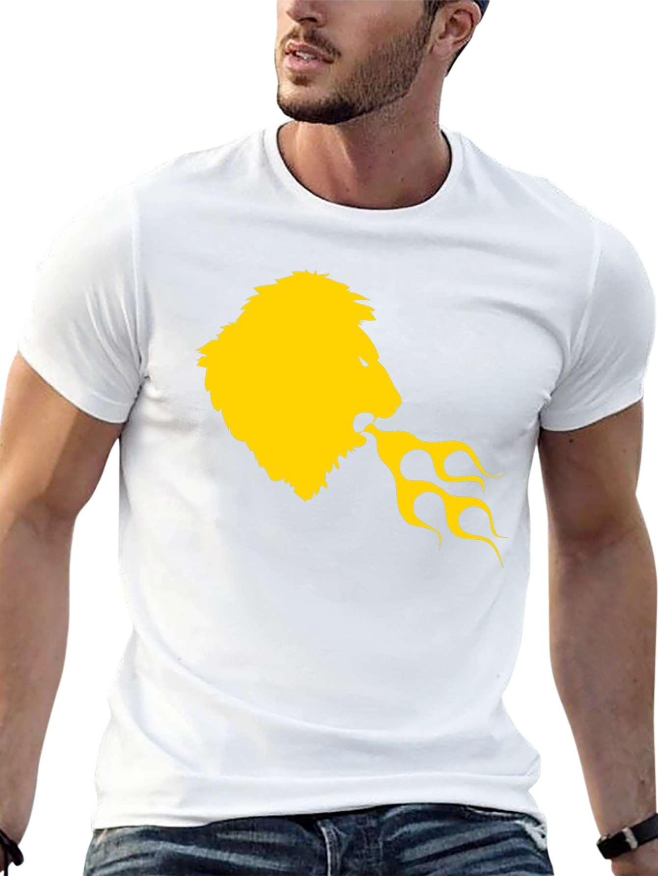 Lion Fire Breath Graphic Tee - Black