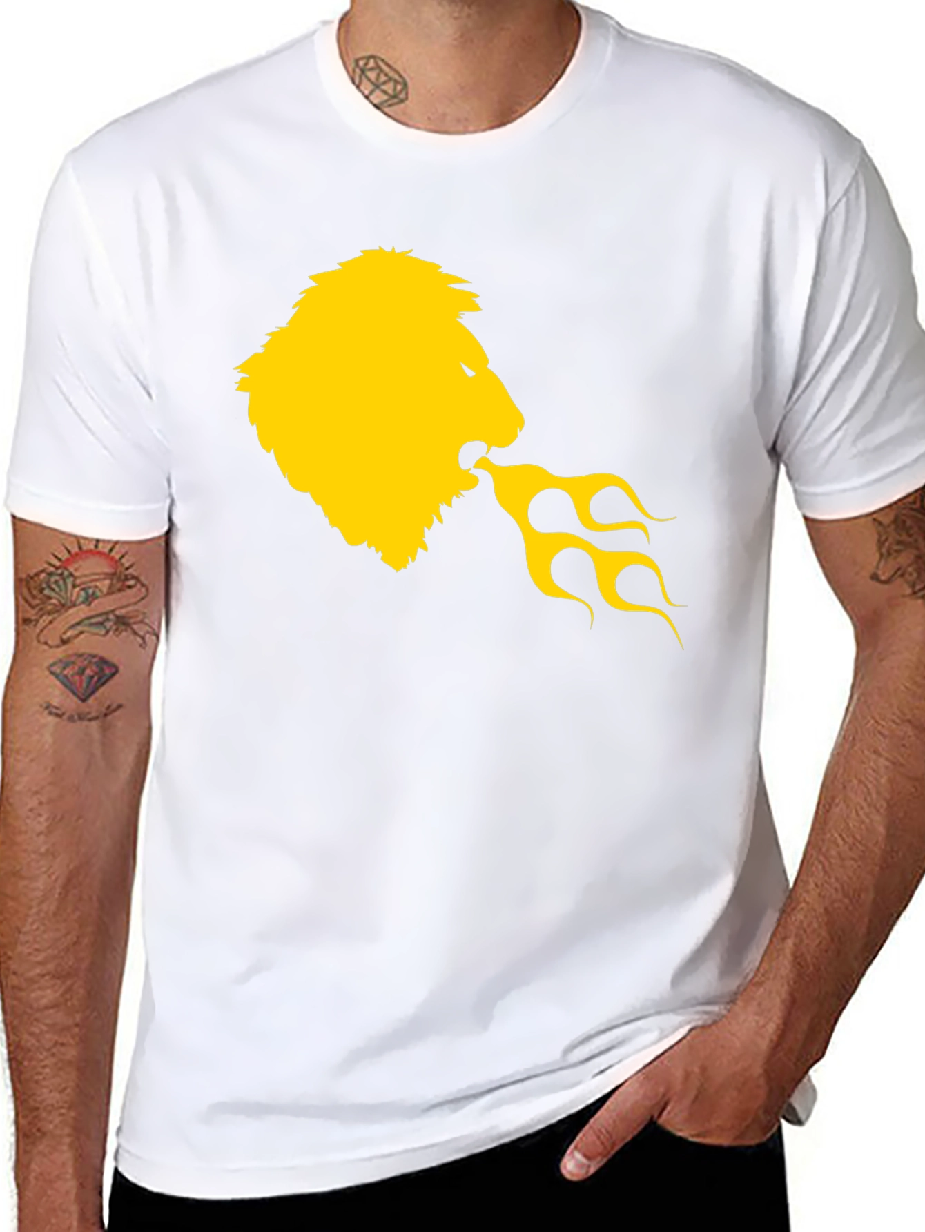 Lion Fire Breath Graphic Tee - Black