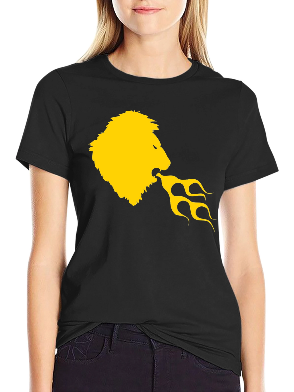 Lion Fire Breath Graphic Tee - Black
