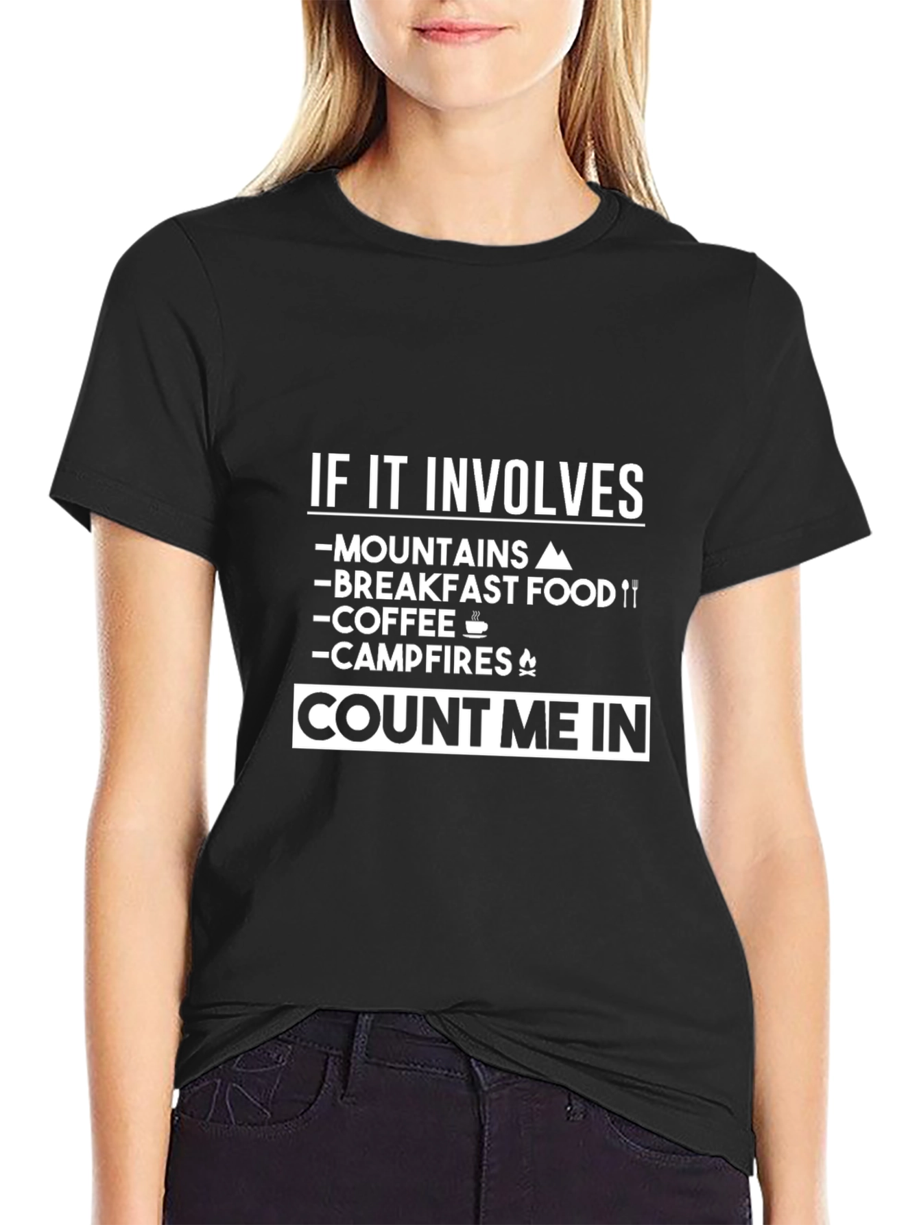 Mountains Coffee Campfires - Count Me In T-Shirt