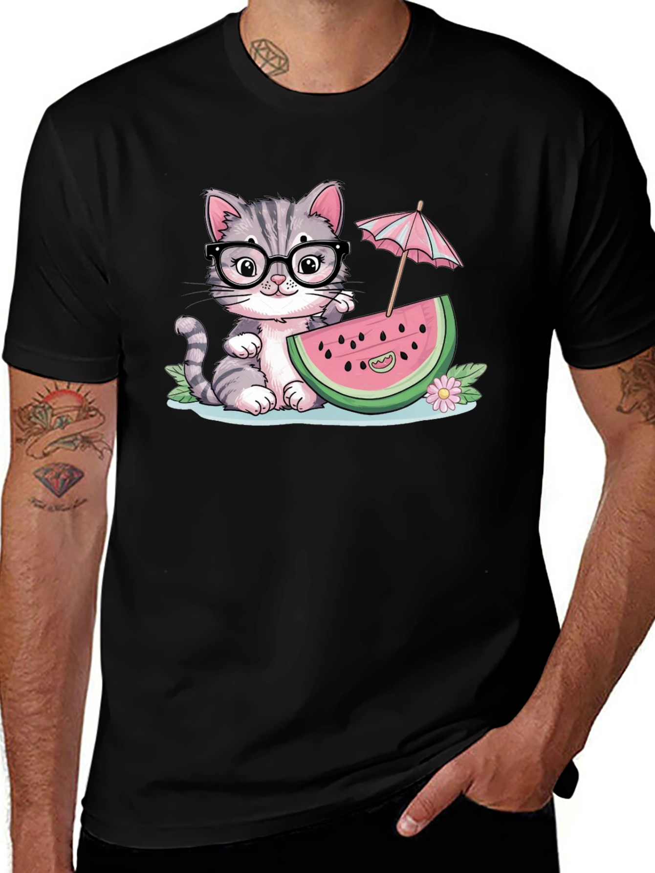 Cute Cat Watermelon T-Shirt