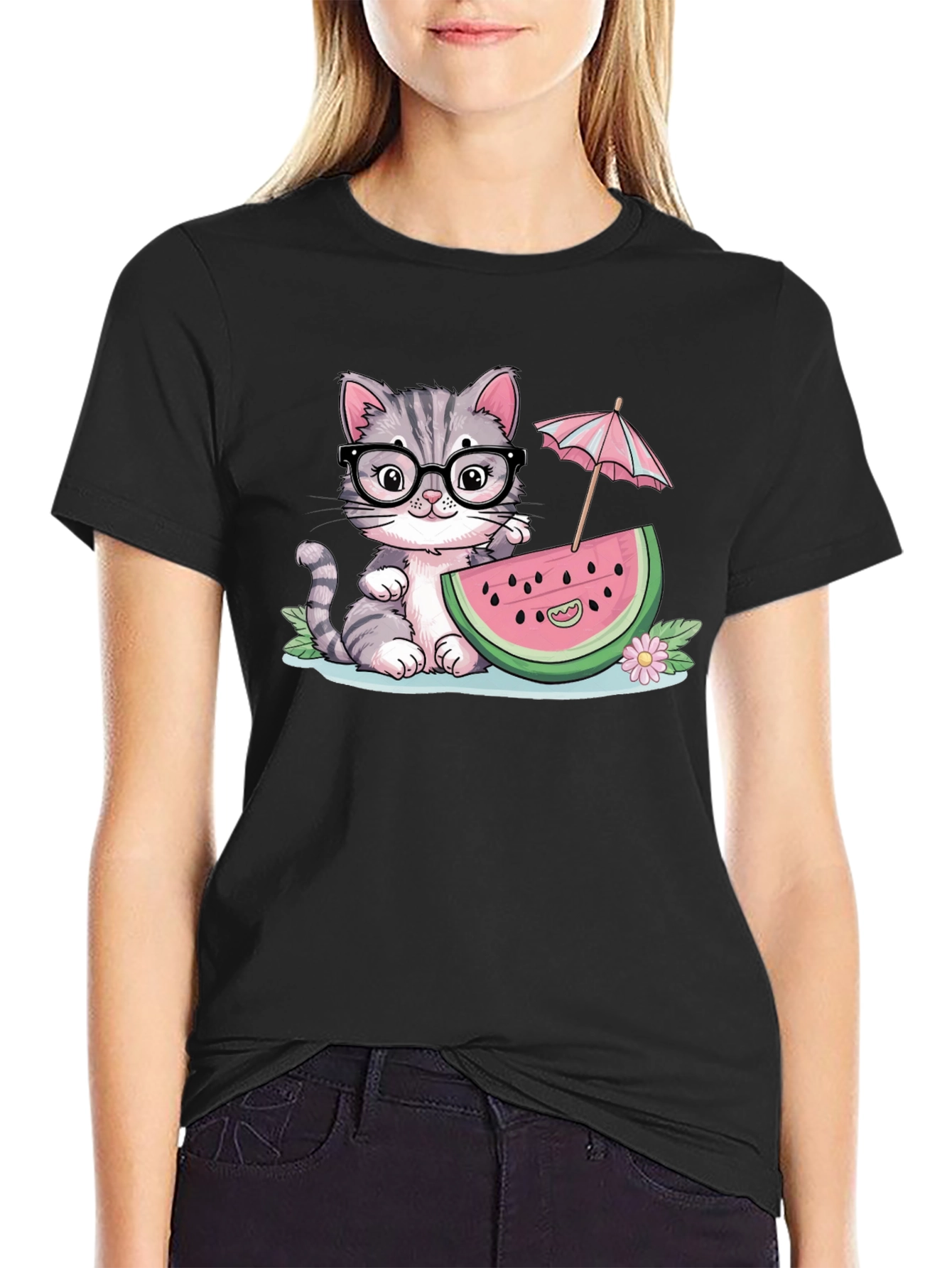 Cute Cat Watermelon T-Shirt